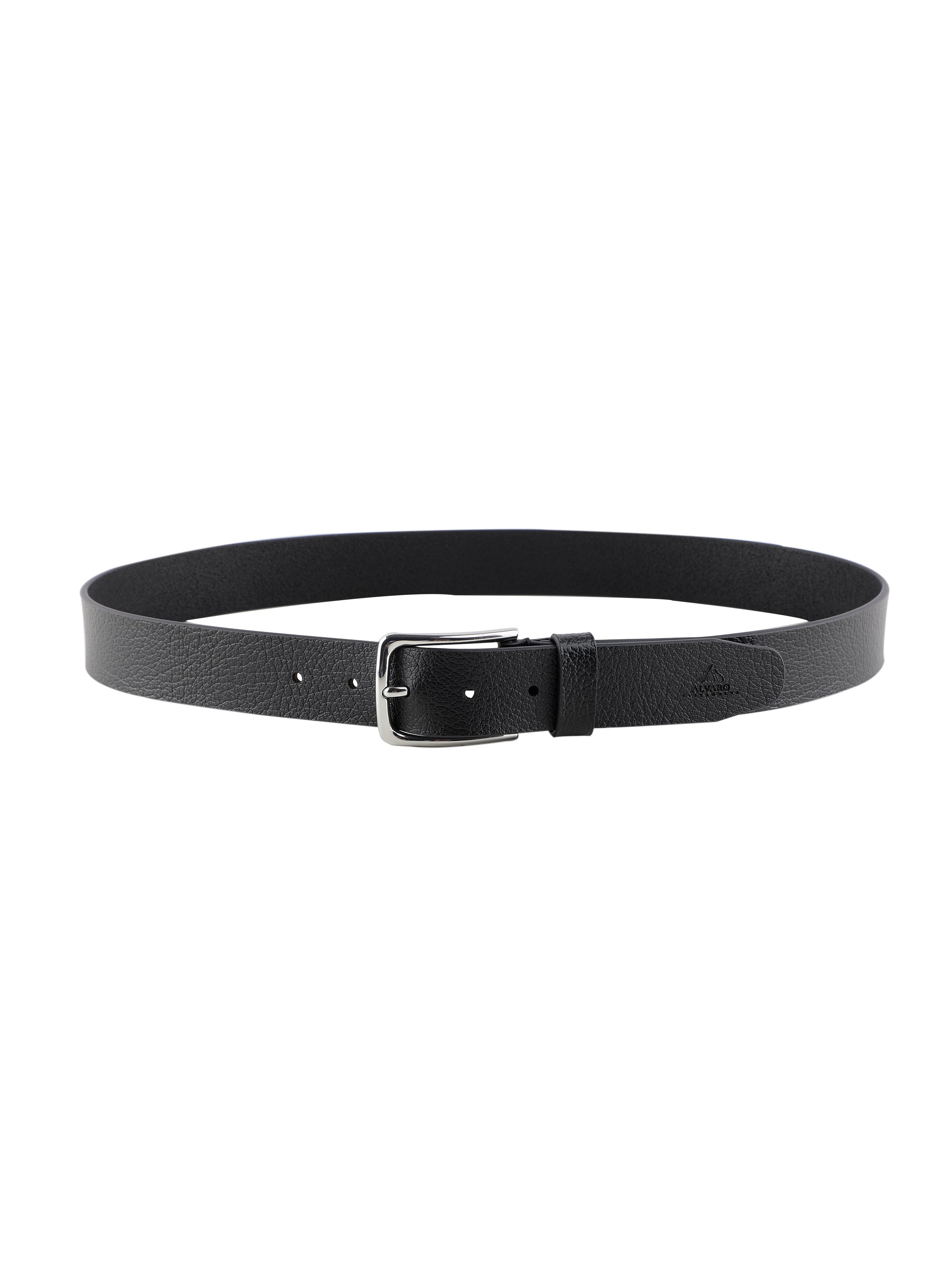 Alvaro Castagnino Men Black Textured Leather Formal Single Side Belt