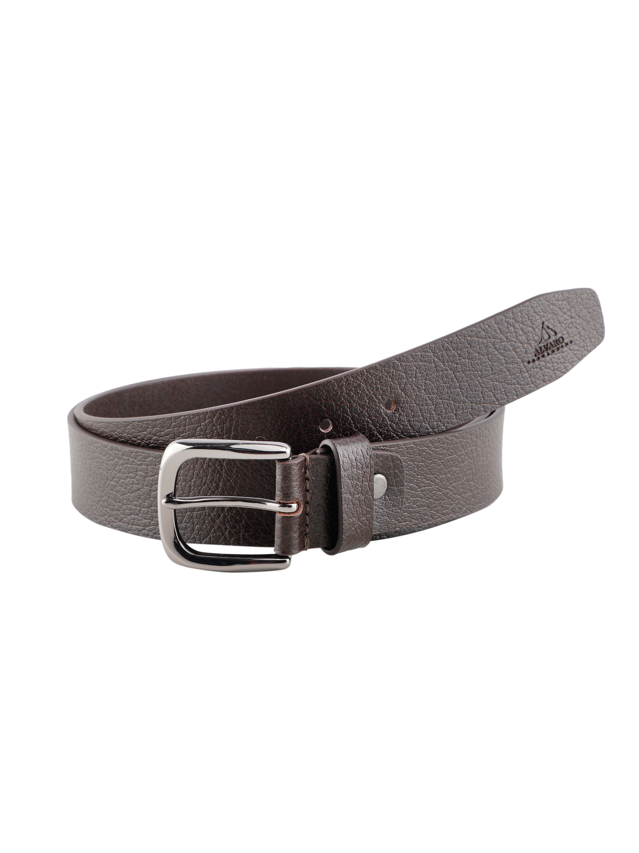 Alvaro Castagnino Men Brown Textured Leather Formal Single Side Belt