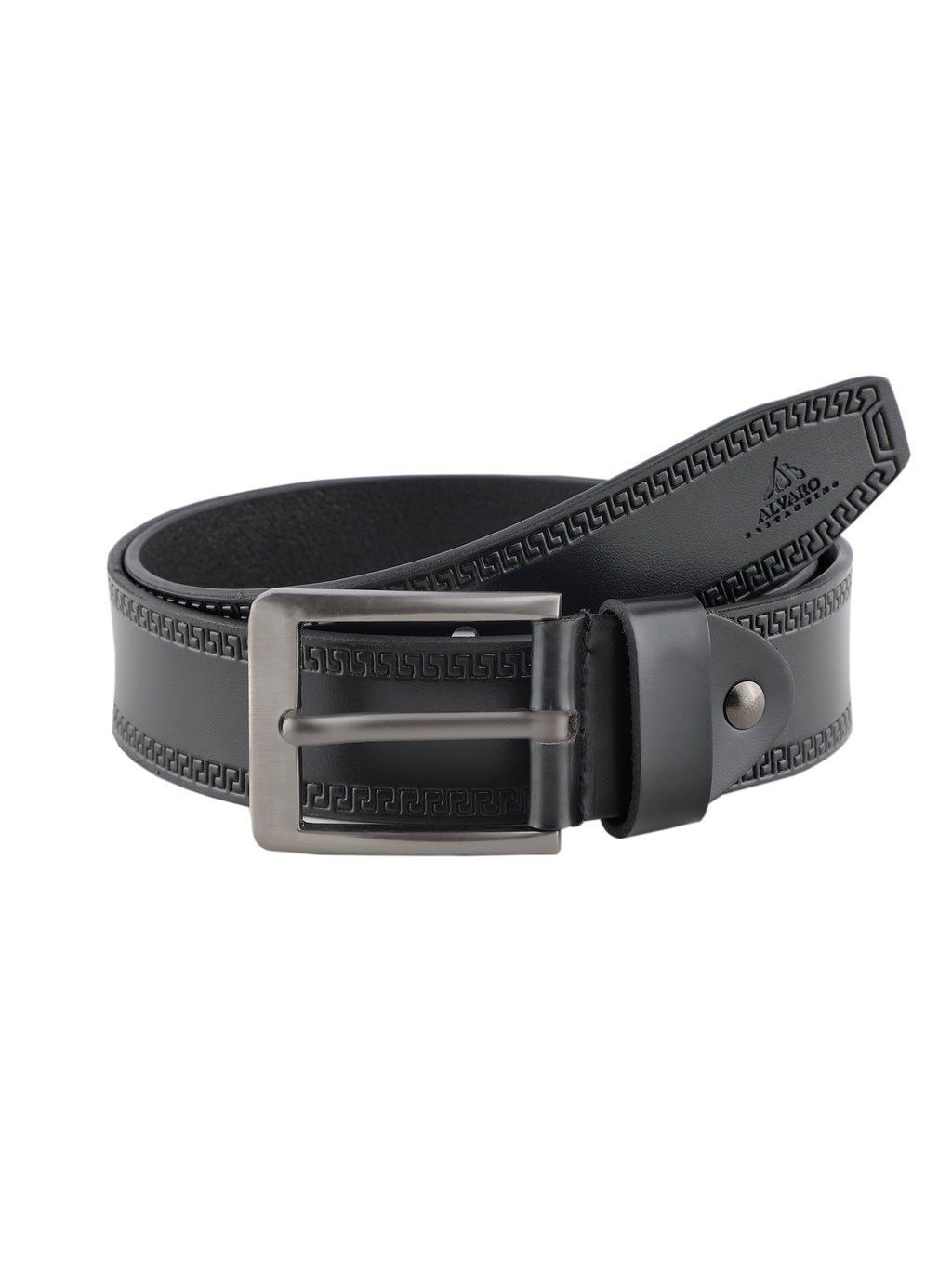 Alvaro Castagnino Men Black Textured Leather Casual Belt