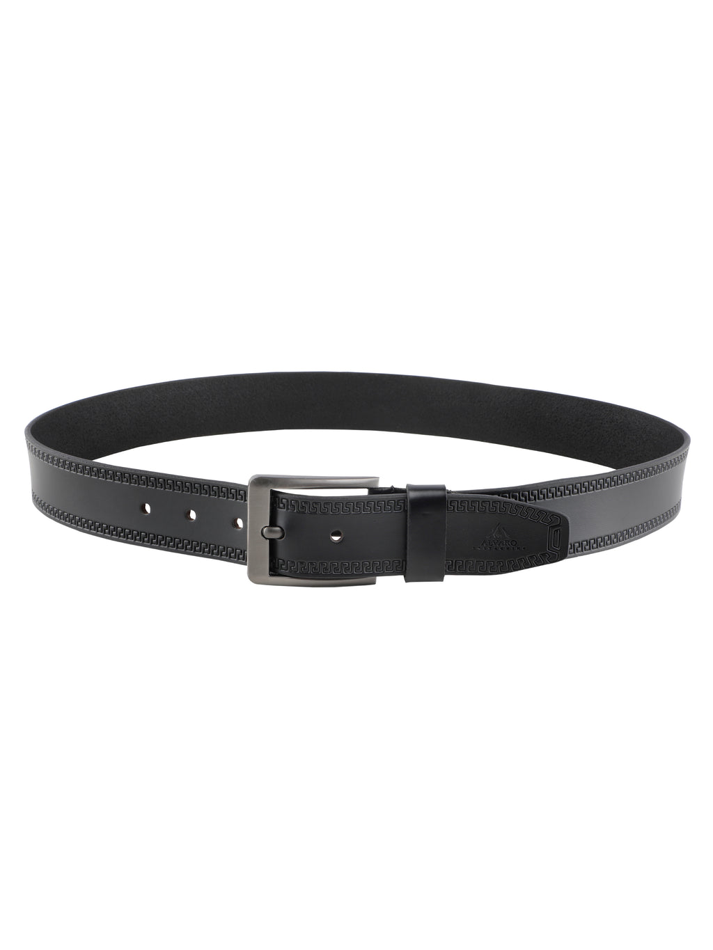 Alvaro Castagnino Men Black Textured Leather Casual Belt