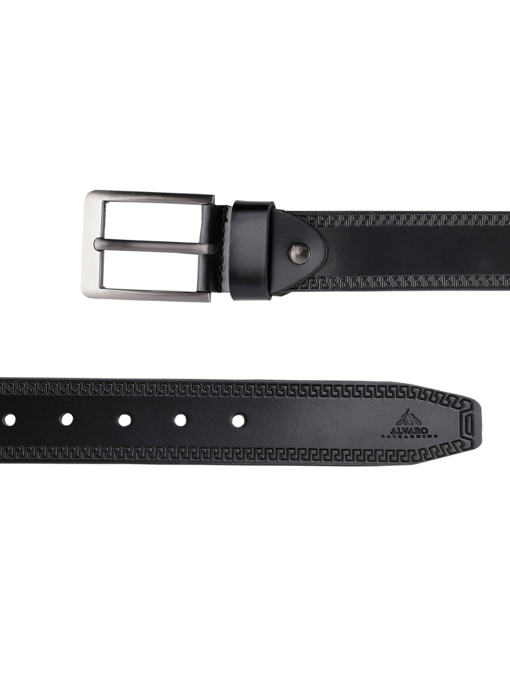Alvaro Castagnino Men Black Textured Leather Casual Belt