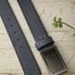 Alvaro Castagnino Men Grey Textured Leather Casual Belt