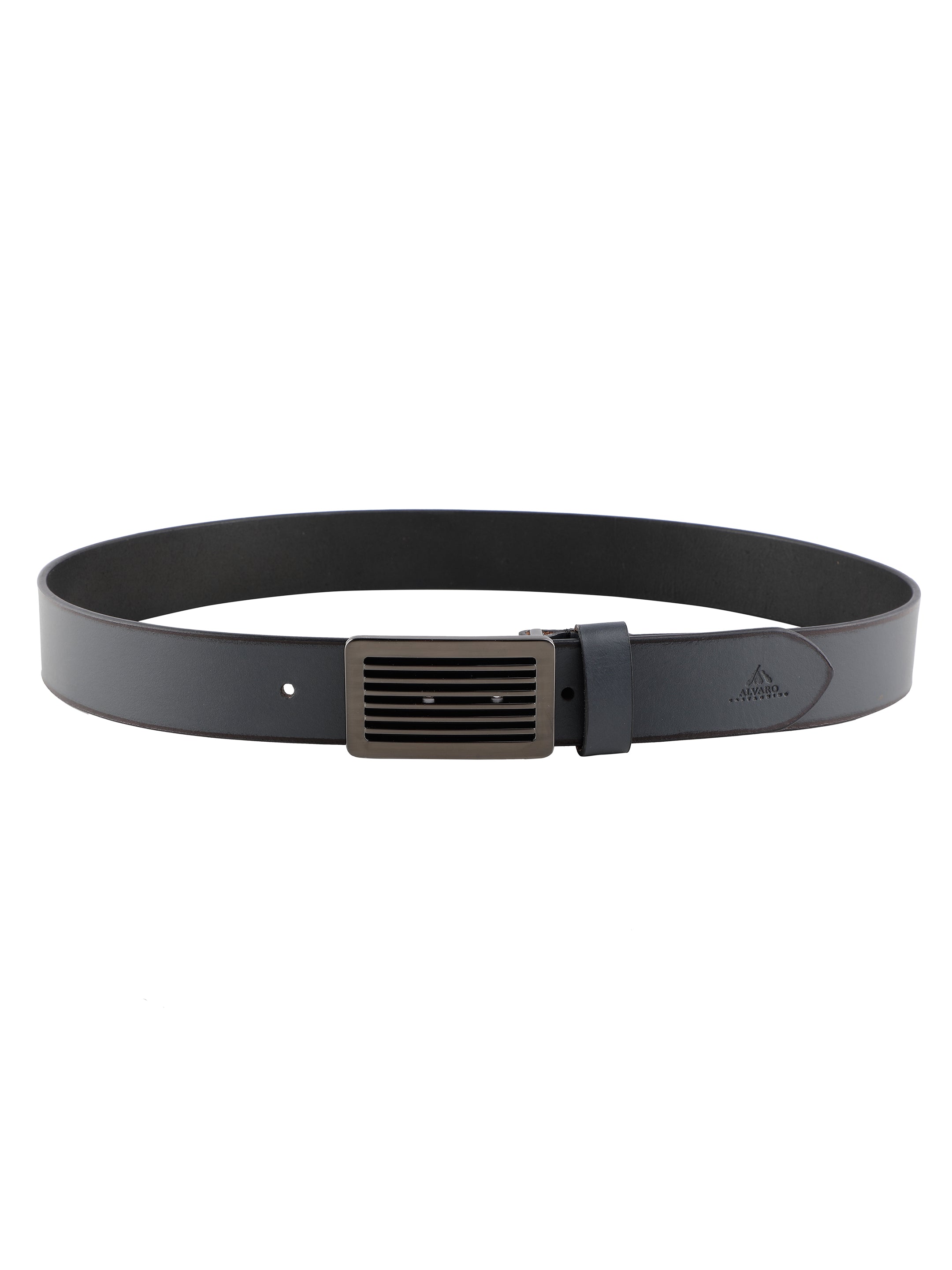 Alvaro Castagnino Men Grey Textured Leather Casual Belt