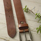 Alvaro Castagnino Men Tan Textured Leather Casual Belt
