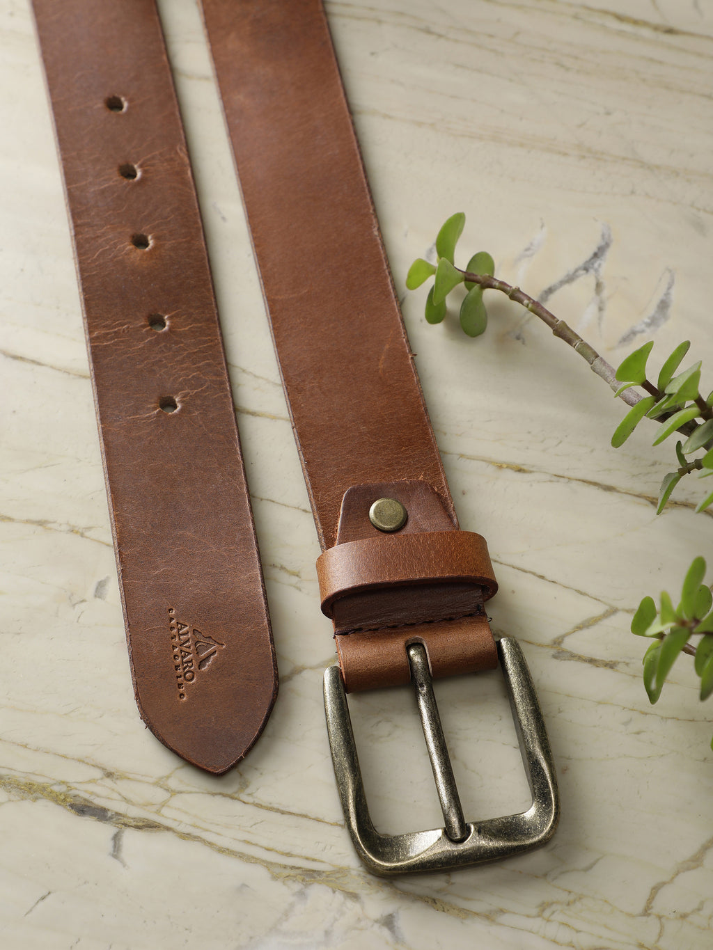 Alvaro Castagnino Men Tan Textured Leather Casual Belt