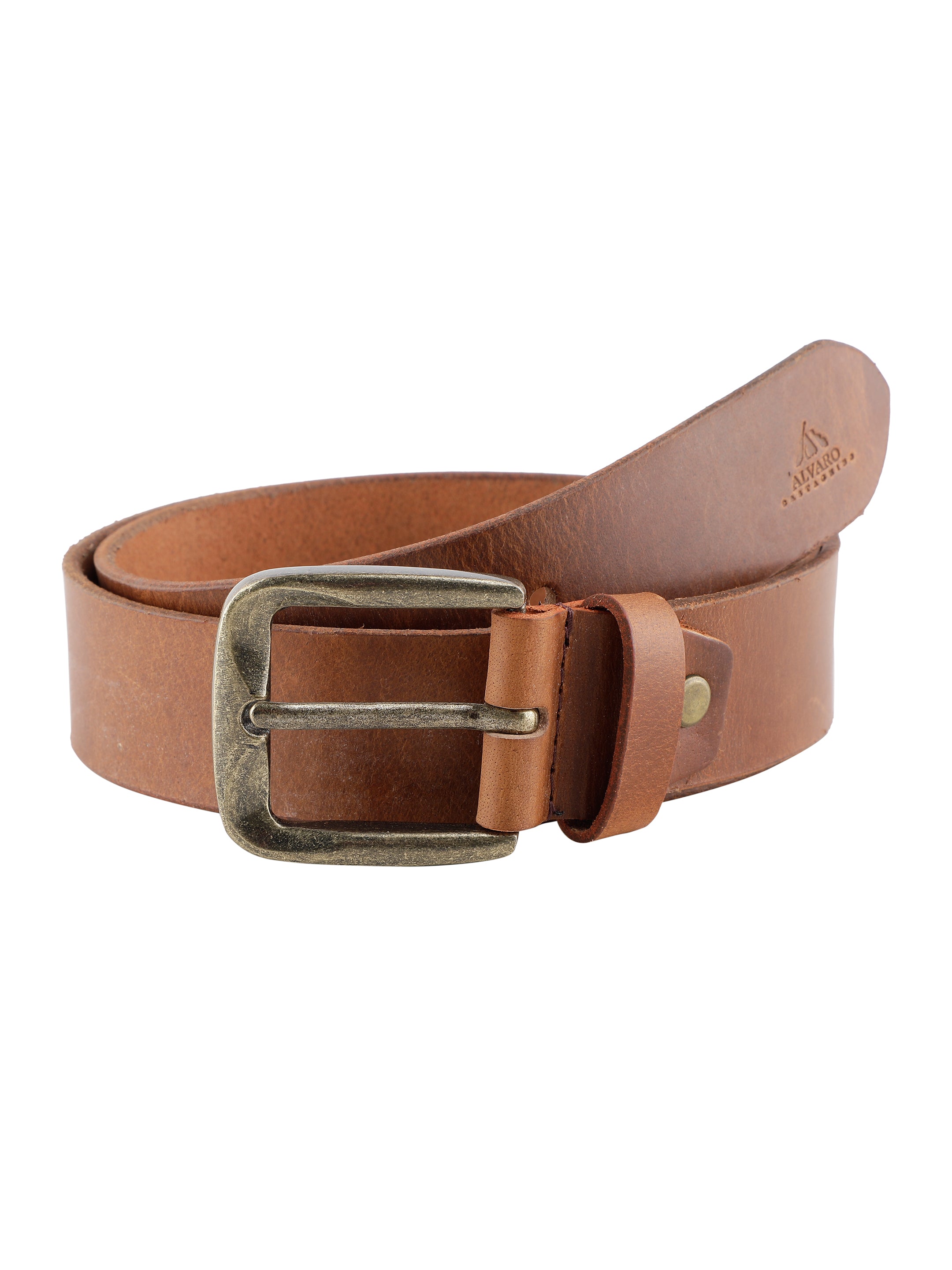 Alvaro Castagnino Men Tan Textured Leather Casual Belt
