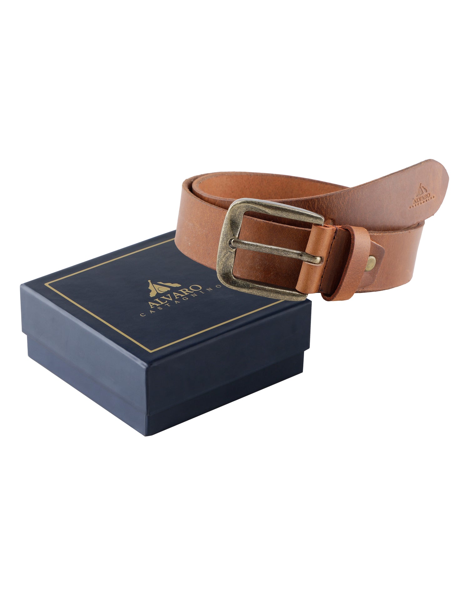 Alvaro Castagnino Men Tan Textured Leather Casual Belt