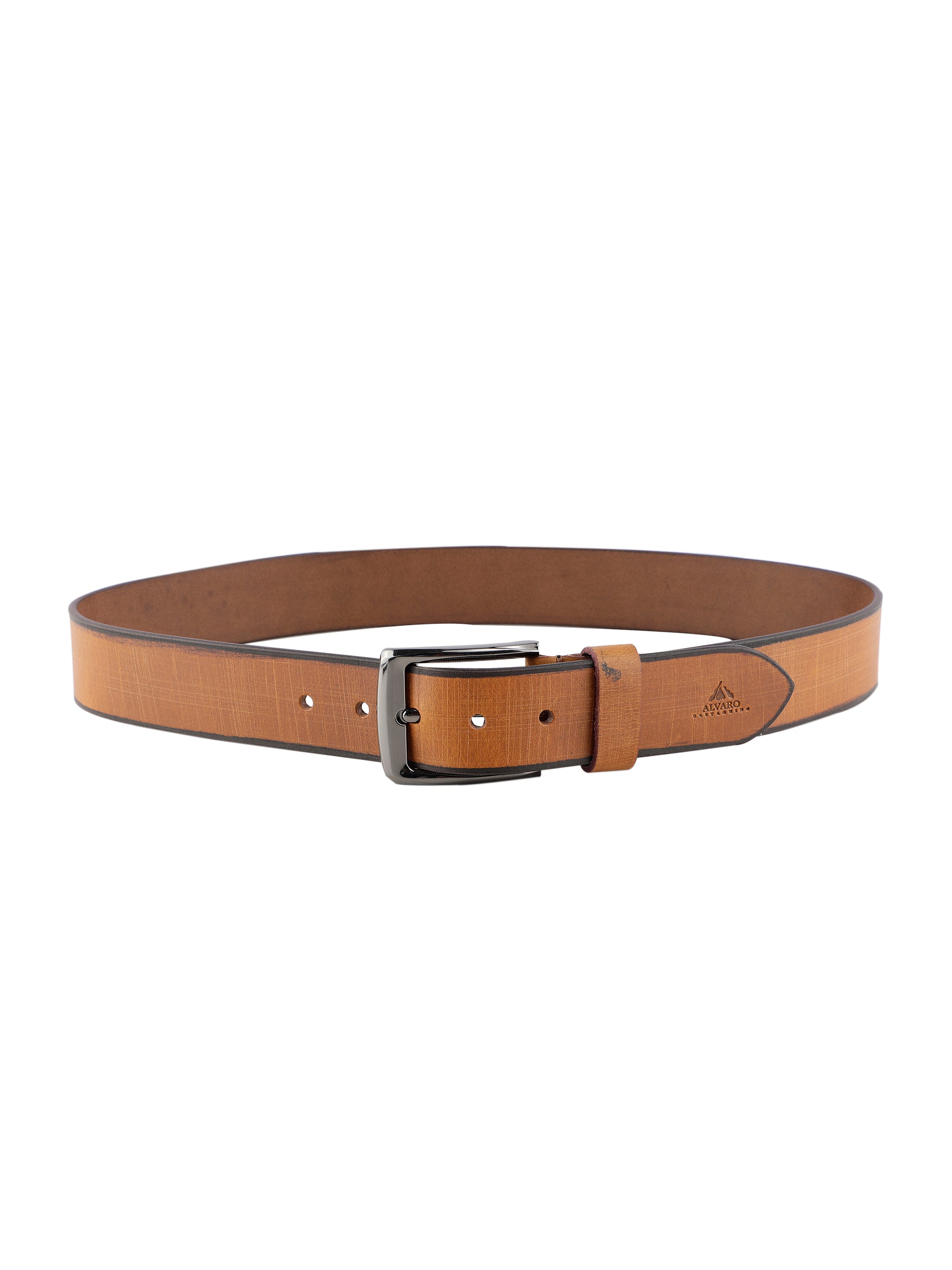 Alvaro Castagnino Men Tan Textured Leather Casual Belt