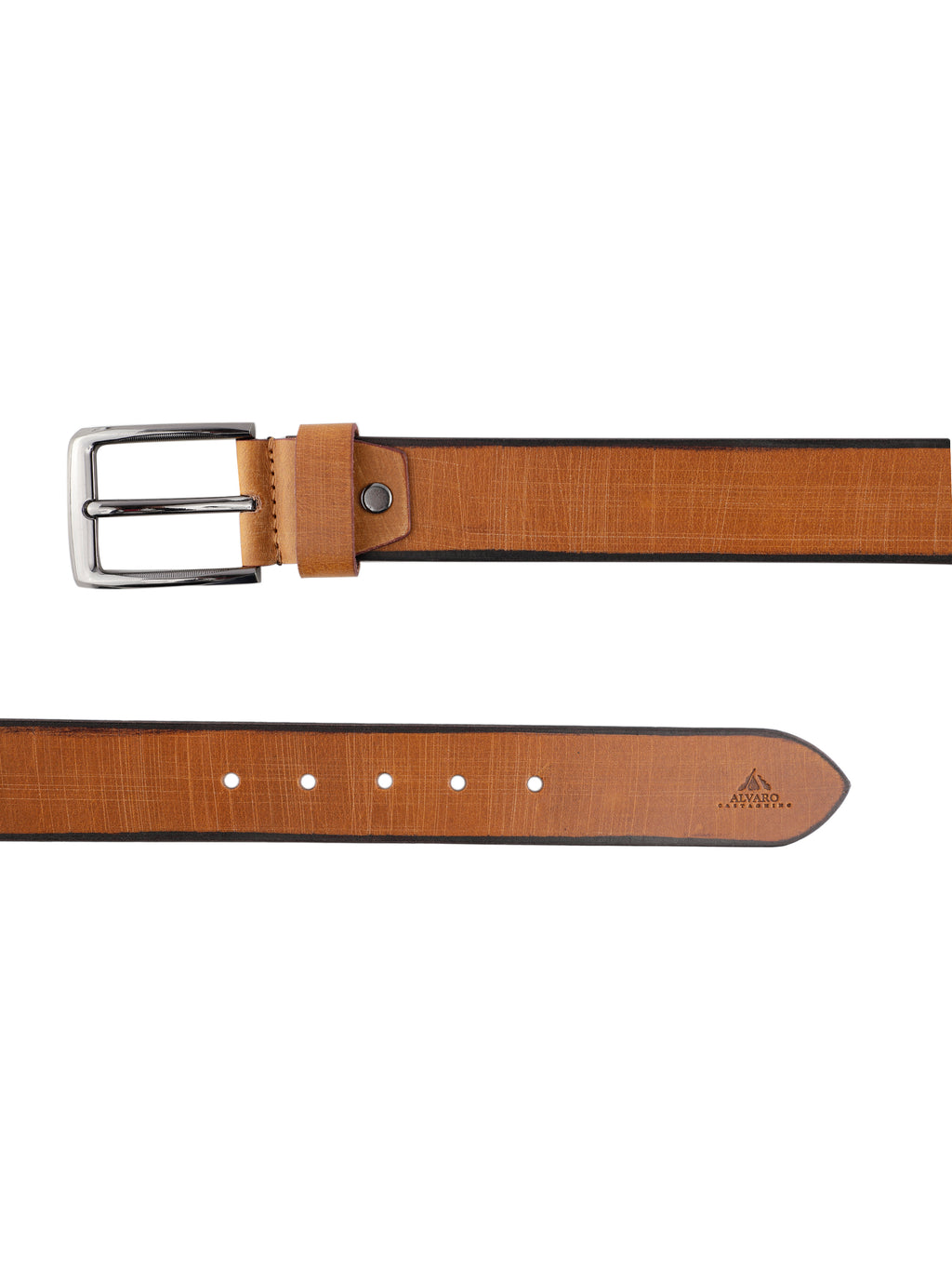 Alvaro Castagnino Men Tan Textured Leather Casual Belt