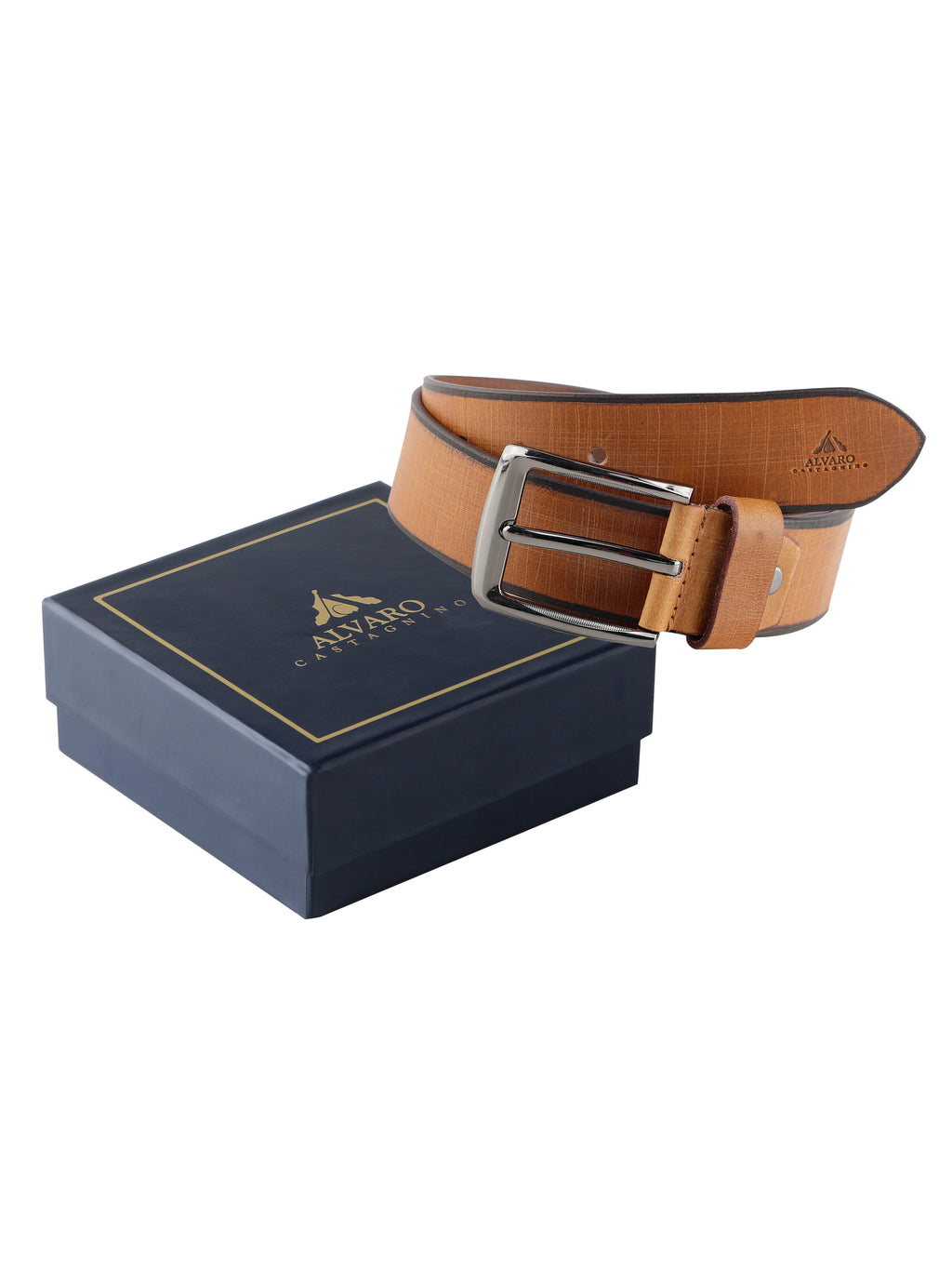 Alvaro Castagnino Men Tan Textured Leather Casual Belt