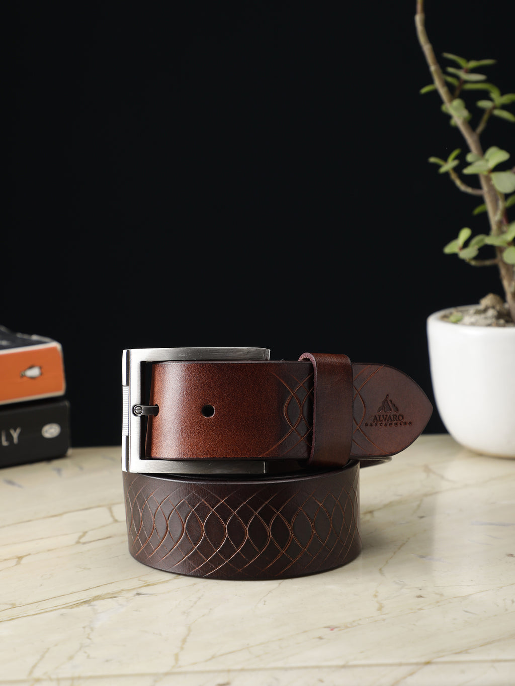 Alvaro Castagnino Men Brown Textured Leather Casual Belt