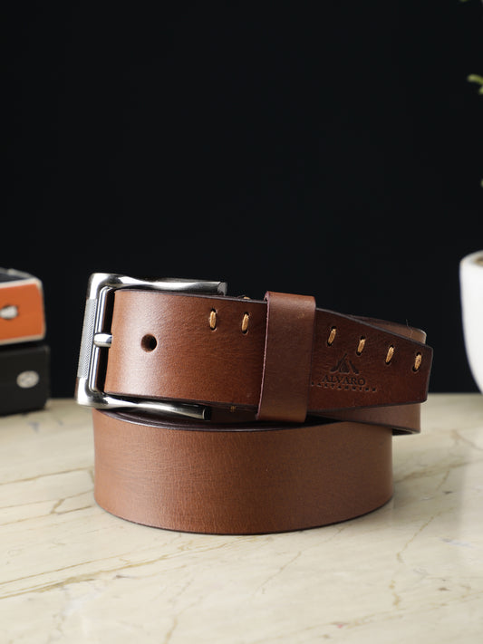 Alvaro Castagnino Men Brown Textured Leather Casual Belt