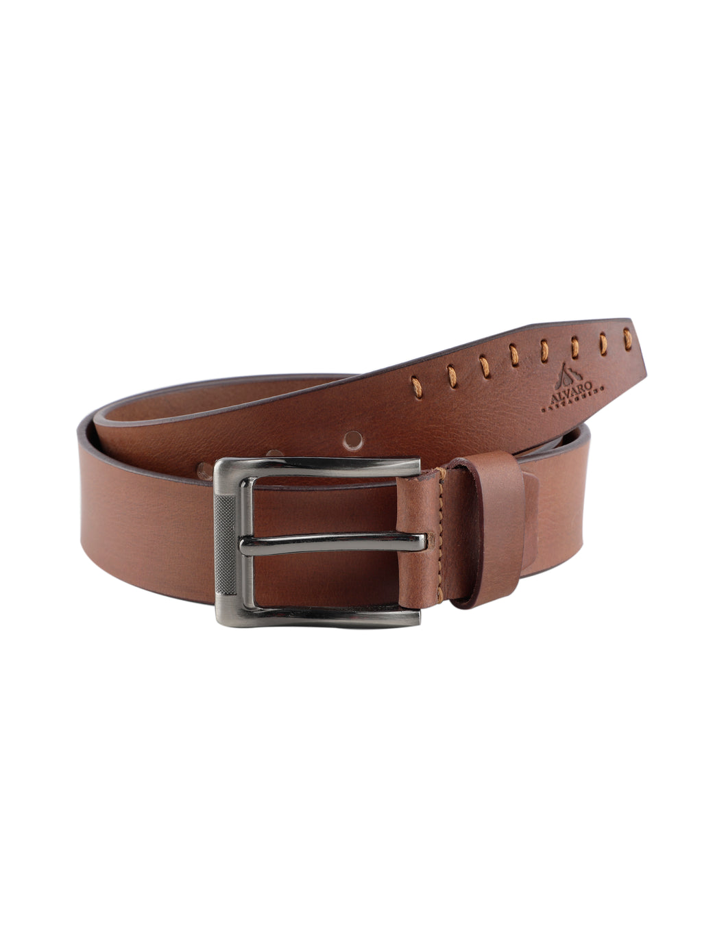 Alvaro Castagnino Men Brown Textured Leather Casual Belt