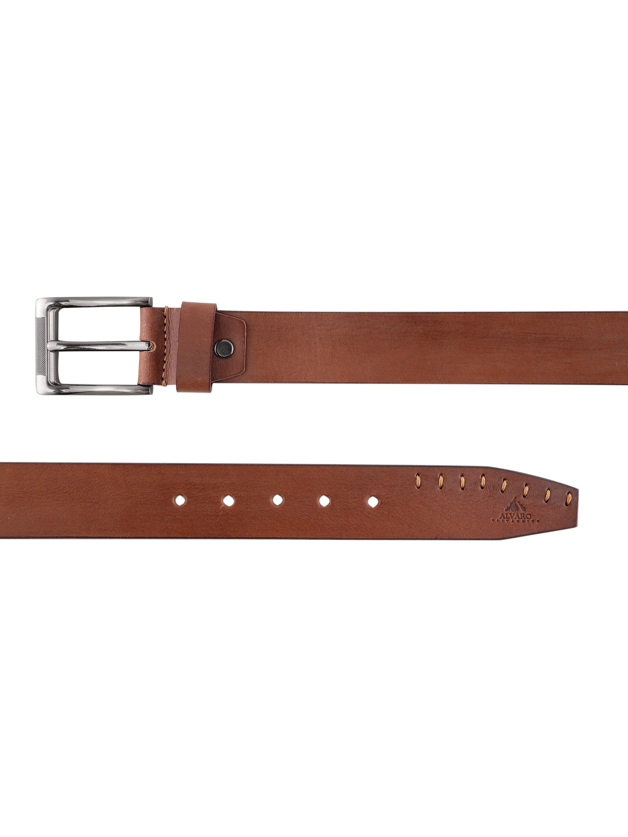 Alvaro Castagnino Men Brown Textured Leather Casual Belt