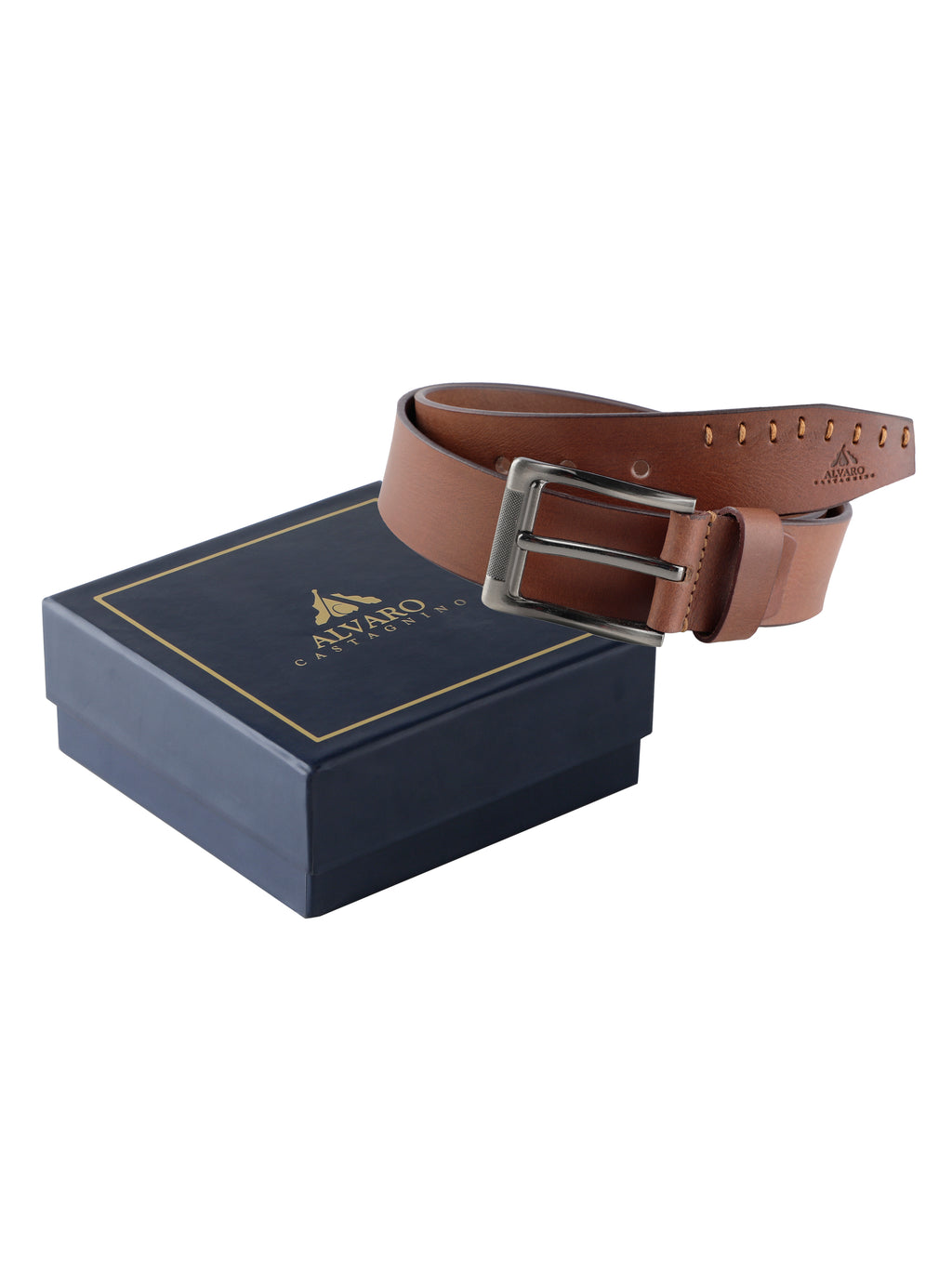 Alvaro Castagnino Men Brown Textured Leather Casual Belt