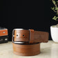 Alvaro Castagnino Men Tan Textured Leather Casual Belt
