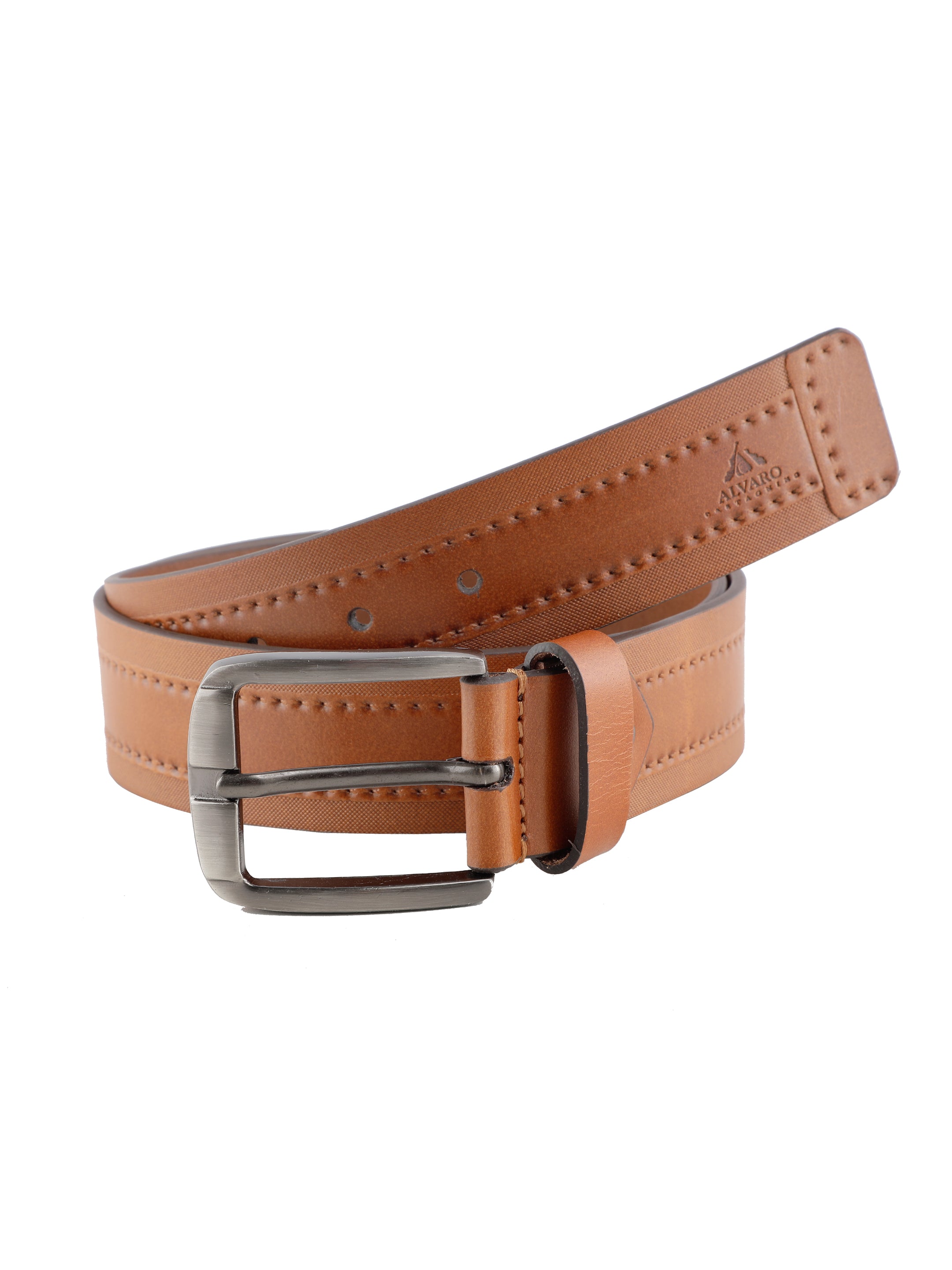 Alvaro Castagnino Men Tan Textured Leather Casual Belt