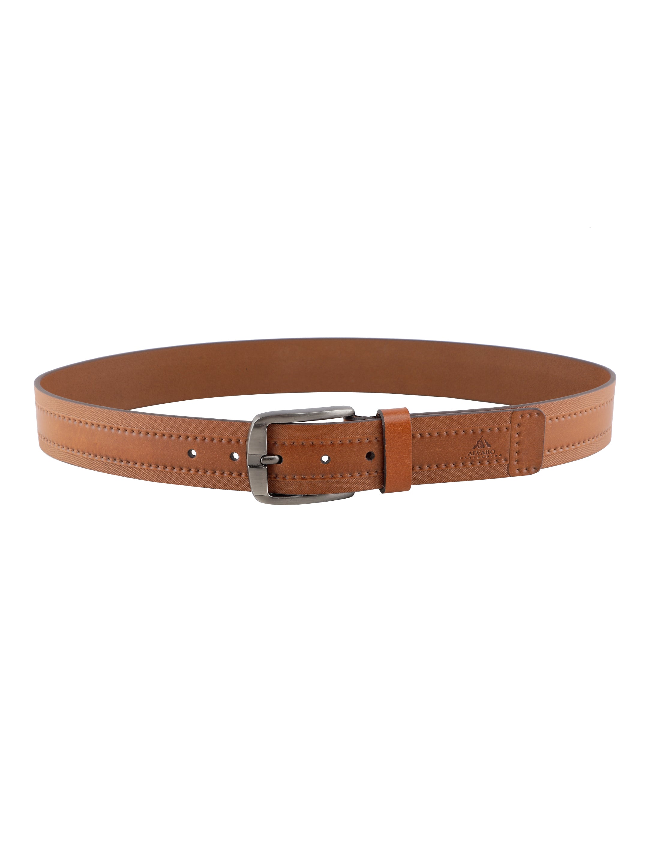 Alvaro Castagnino Men Tan Textured Leather Casual Belt
