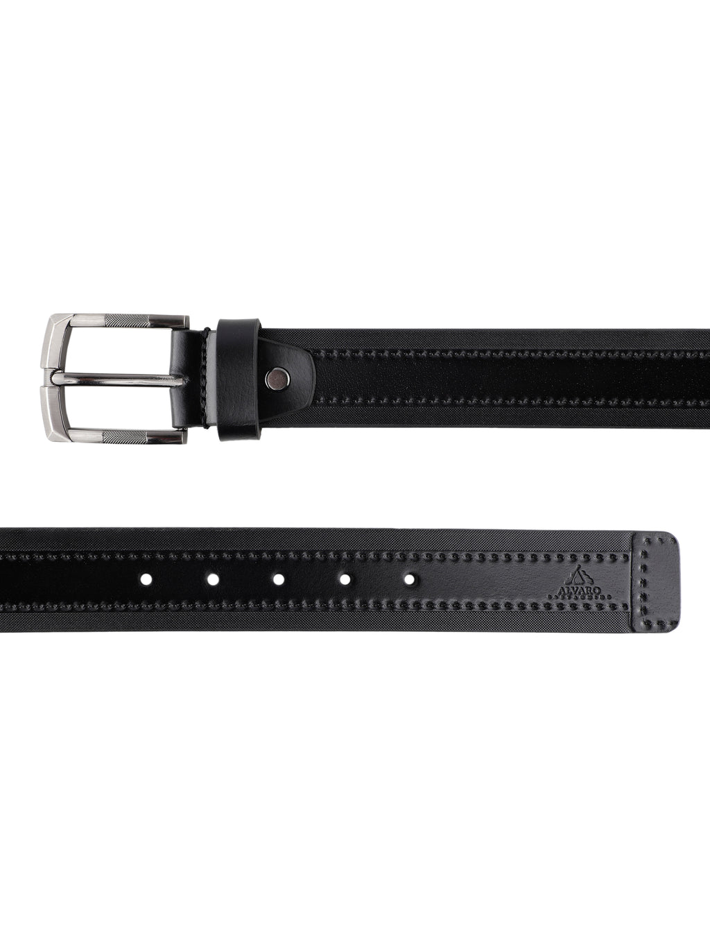 Alvaro Castagnino Men Black Textured Leather Casual Belt