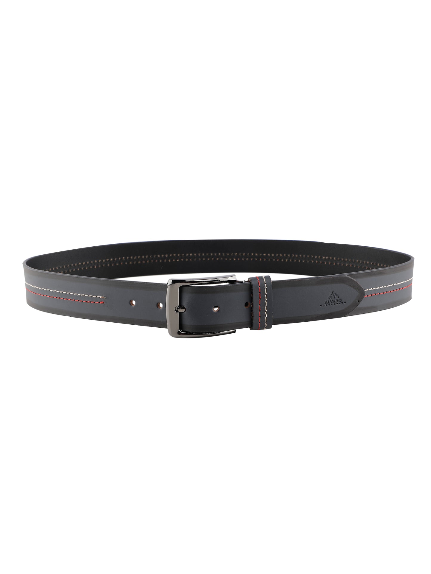 Alvaro Castagnino Men Grey Textured Leather Casual Belt