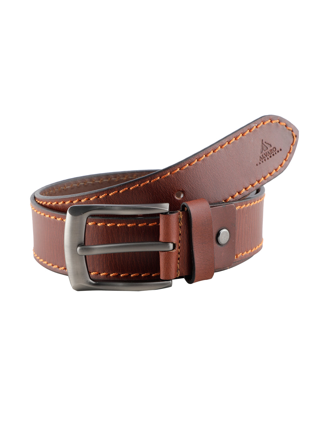 Alvaro Castagnino Men Brown Textured Leather Casual Belt