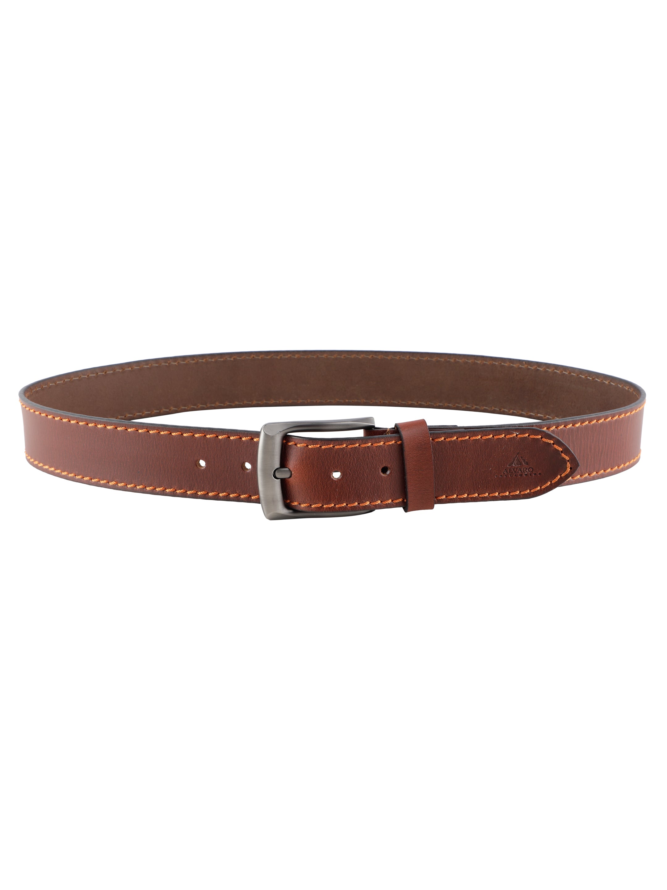 Alvaro Castagnino Men Brown Textured Leather Casual Belt