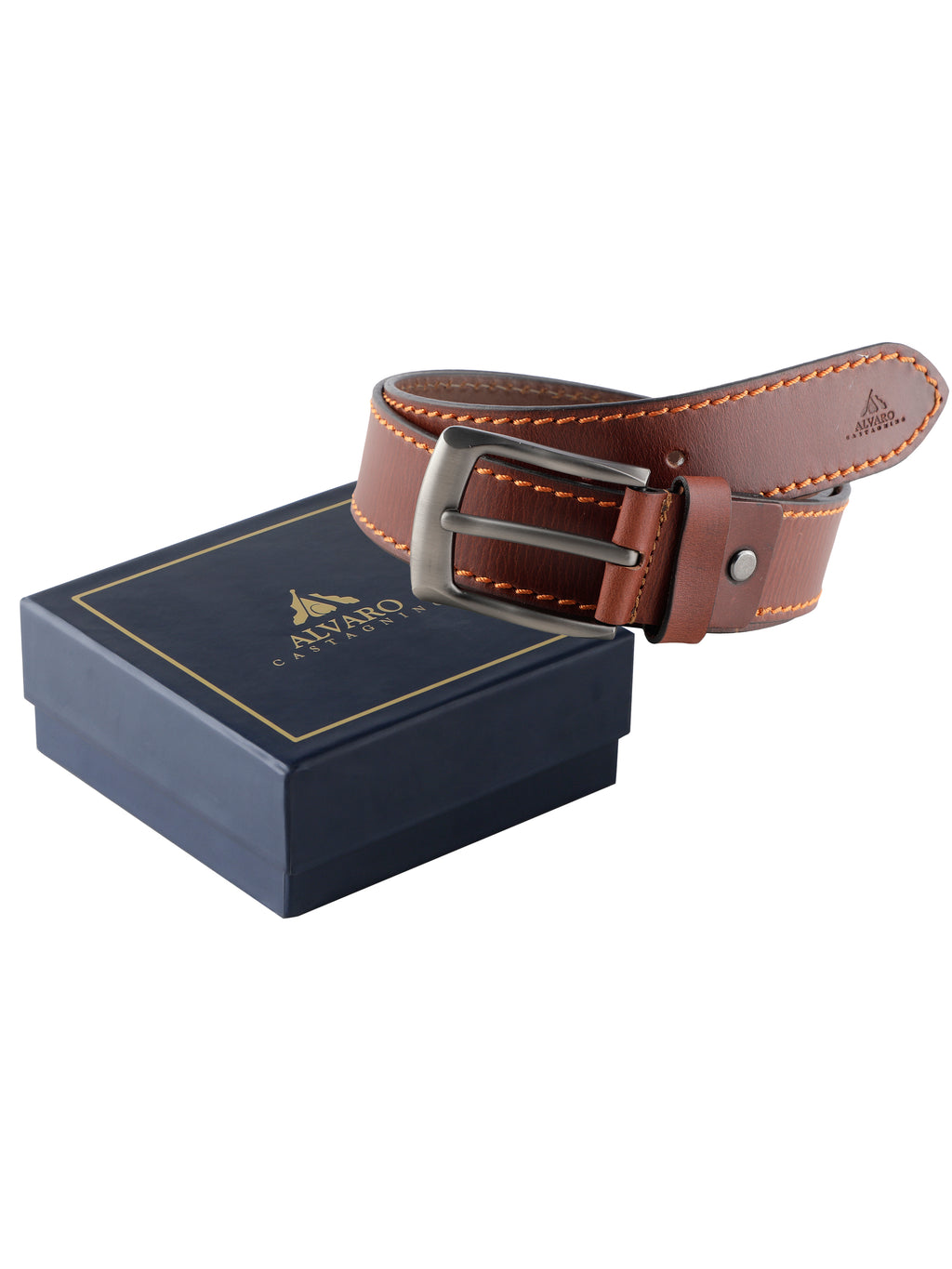 Alvaro Castagnino Men Brown Textured Leather Casual Belt