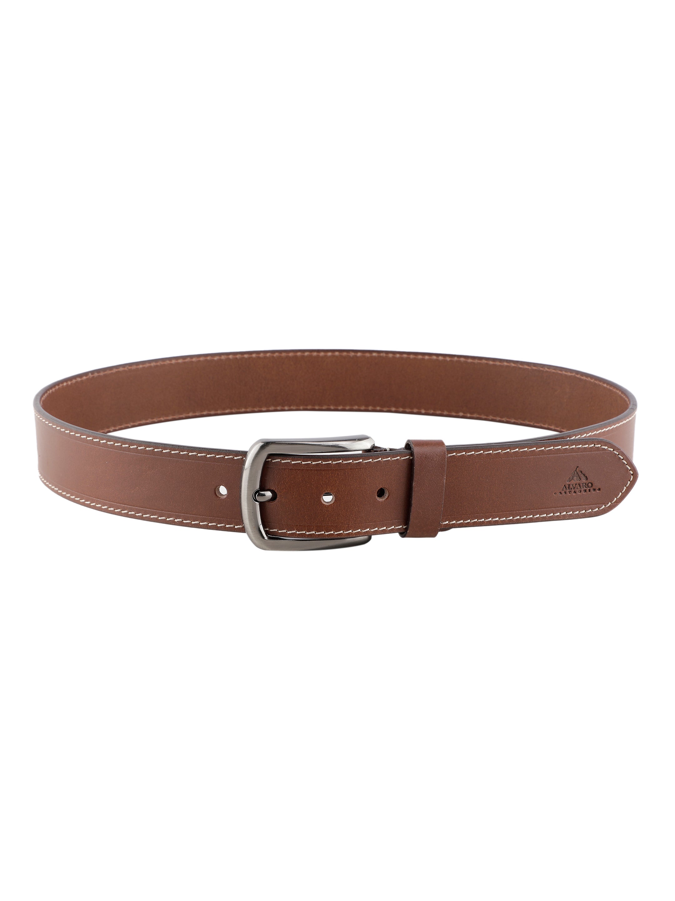 Alvaro Castagnino Men Brown Textured Leather Casual Belt