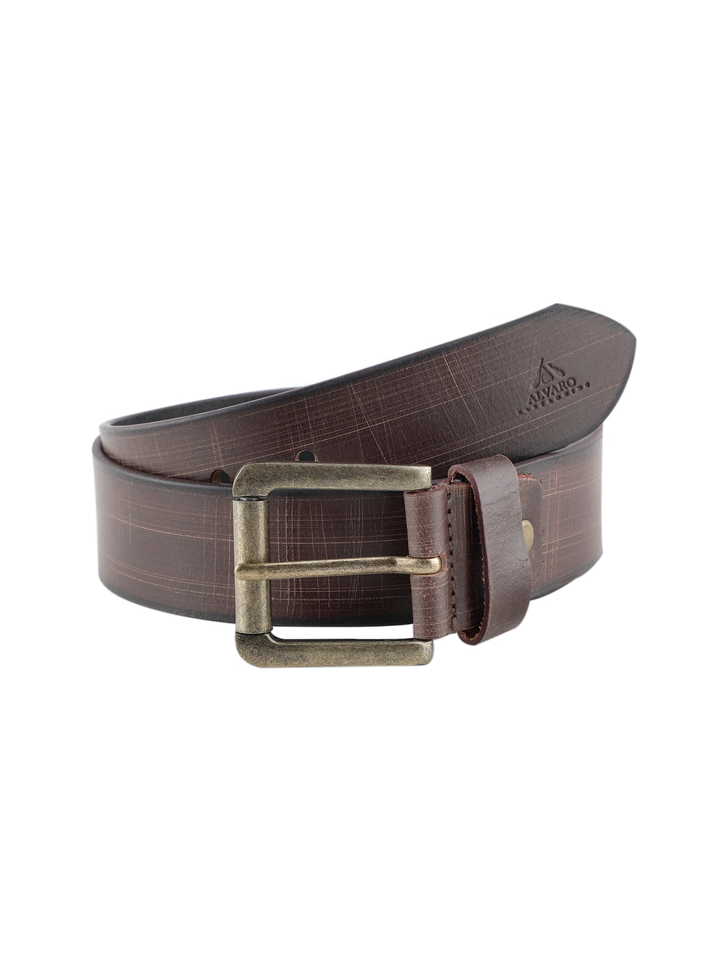 Alvaro Castagnino Men Coffee Brown Textured Leather Casual Belt