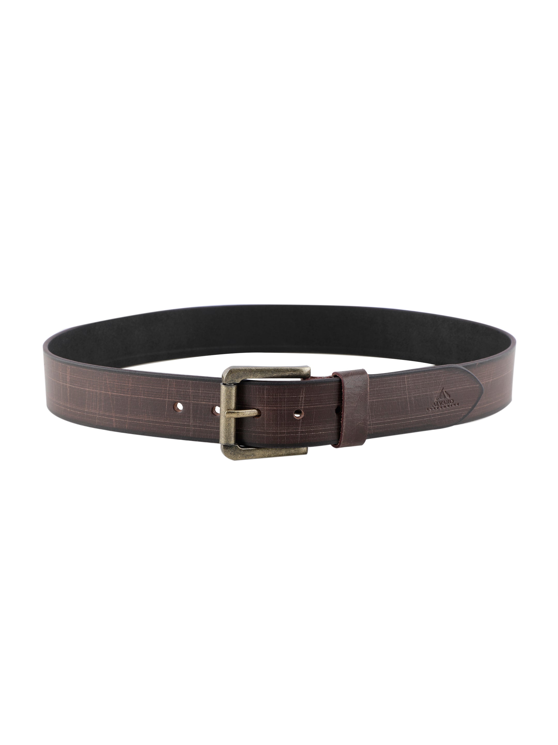 Alvaro Castagnino Men Coffee Brown Textured Leather Casual Belt