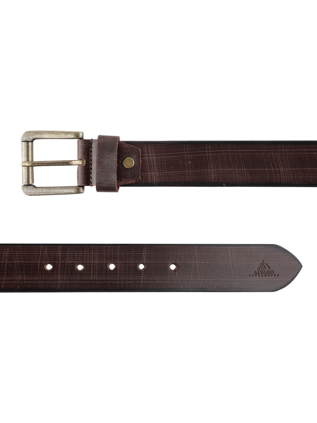 Alvaro Castagnino Men Coffee Brown Textured Leather Casual Belt