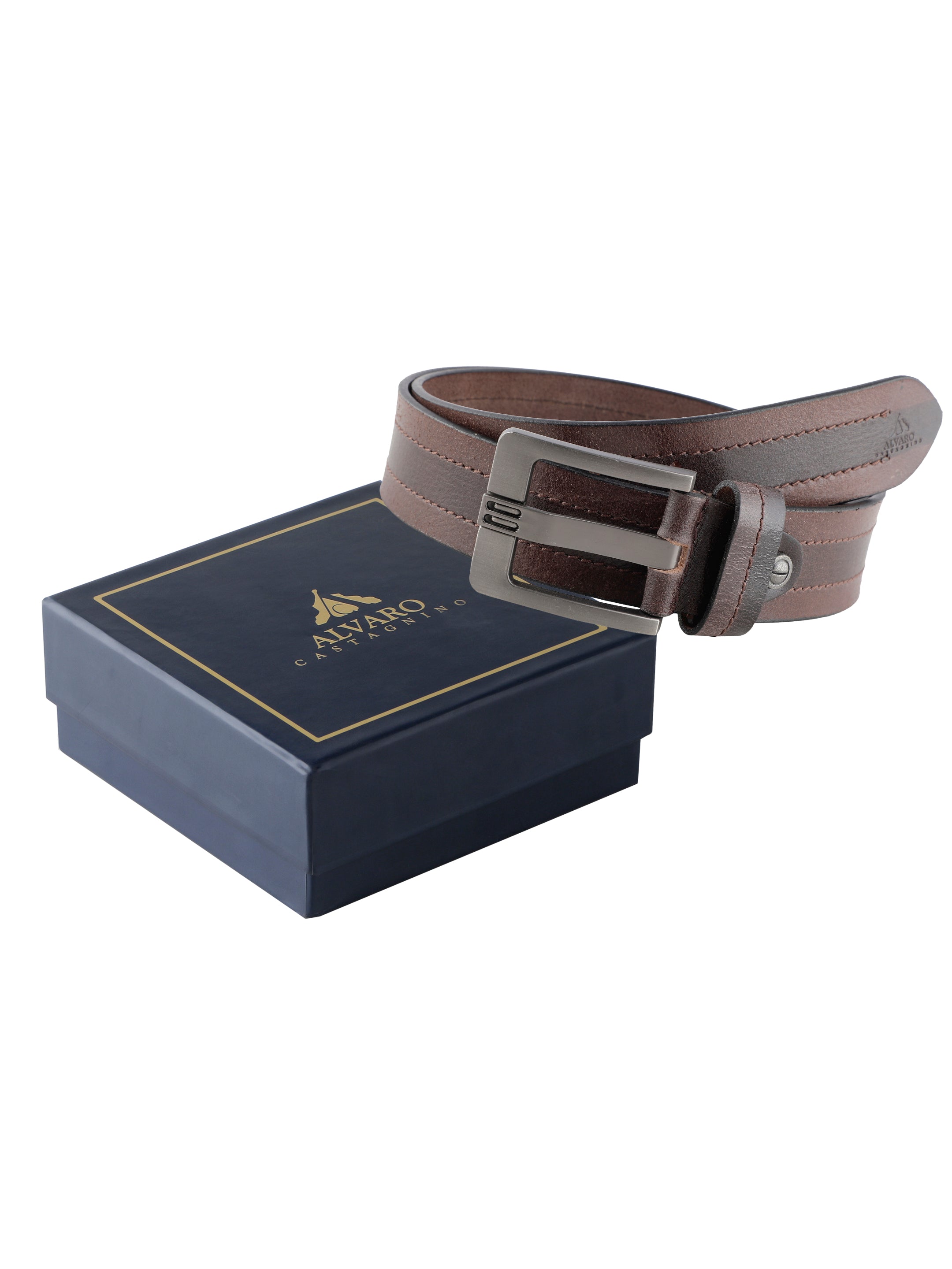 Alvaro Castagnino Men Brown Textured Leather Casual Belt