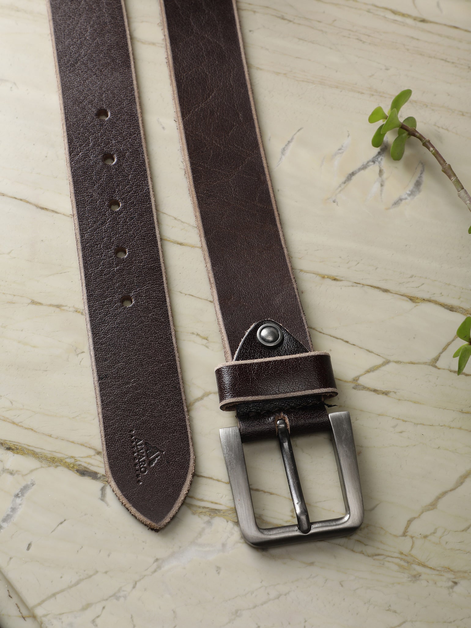 Alvaro Castagnino Men Brown Textured Leather Casual Belt