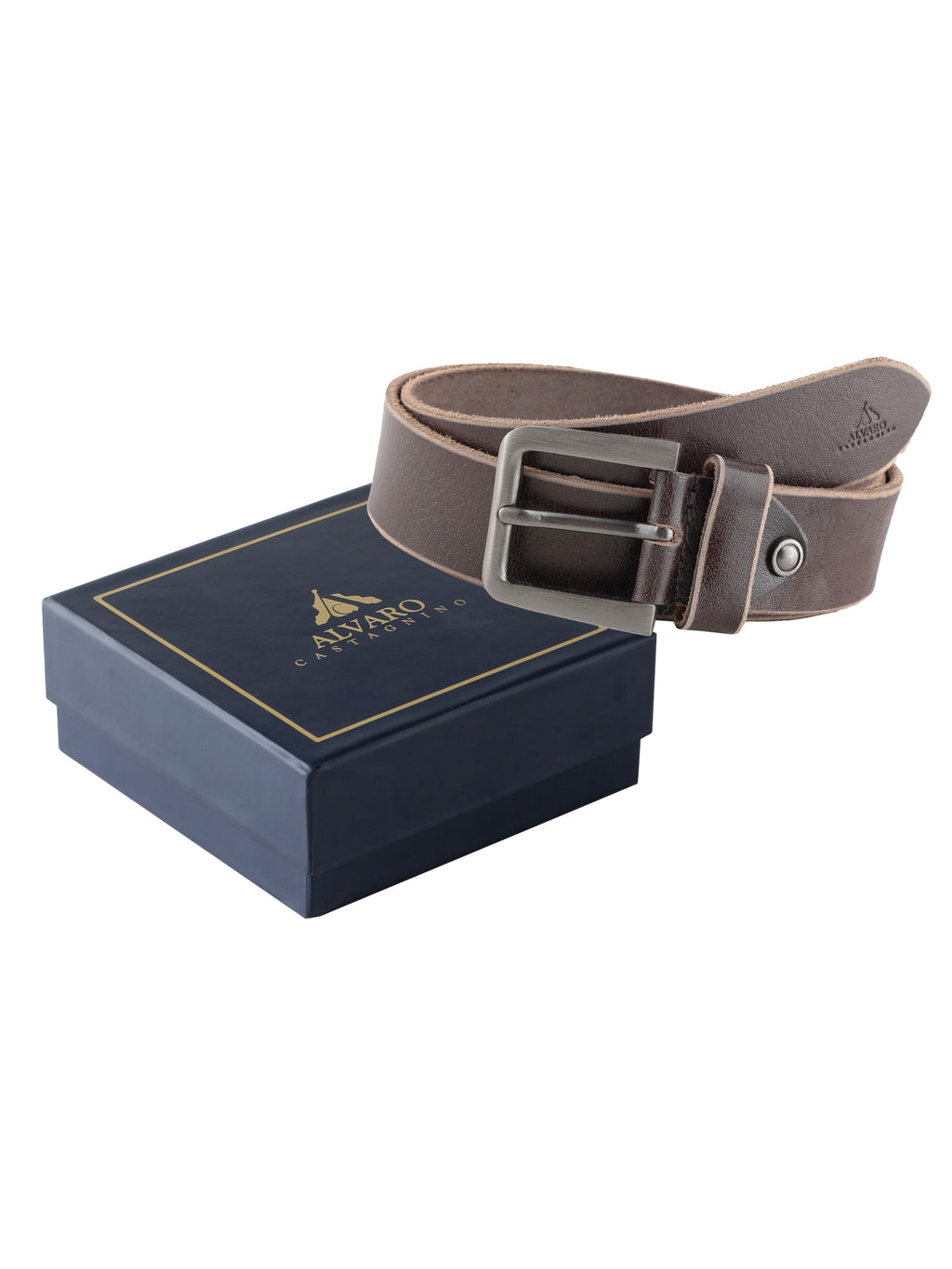 Alvaro Castagnino Men Brown Textured Leather Casual Belt