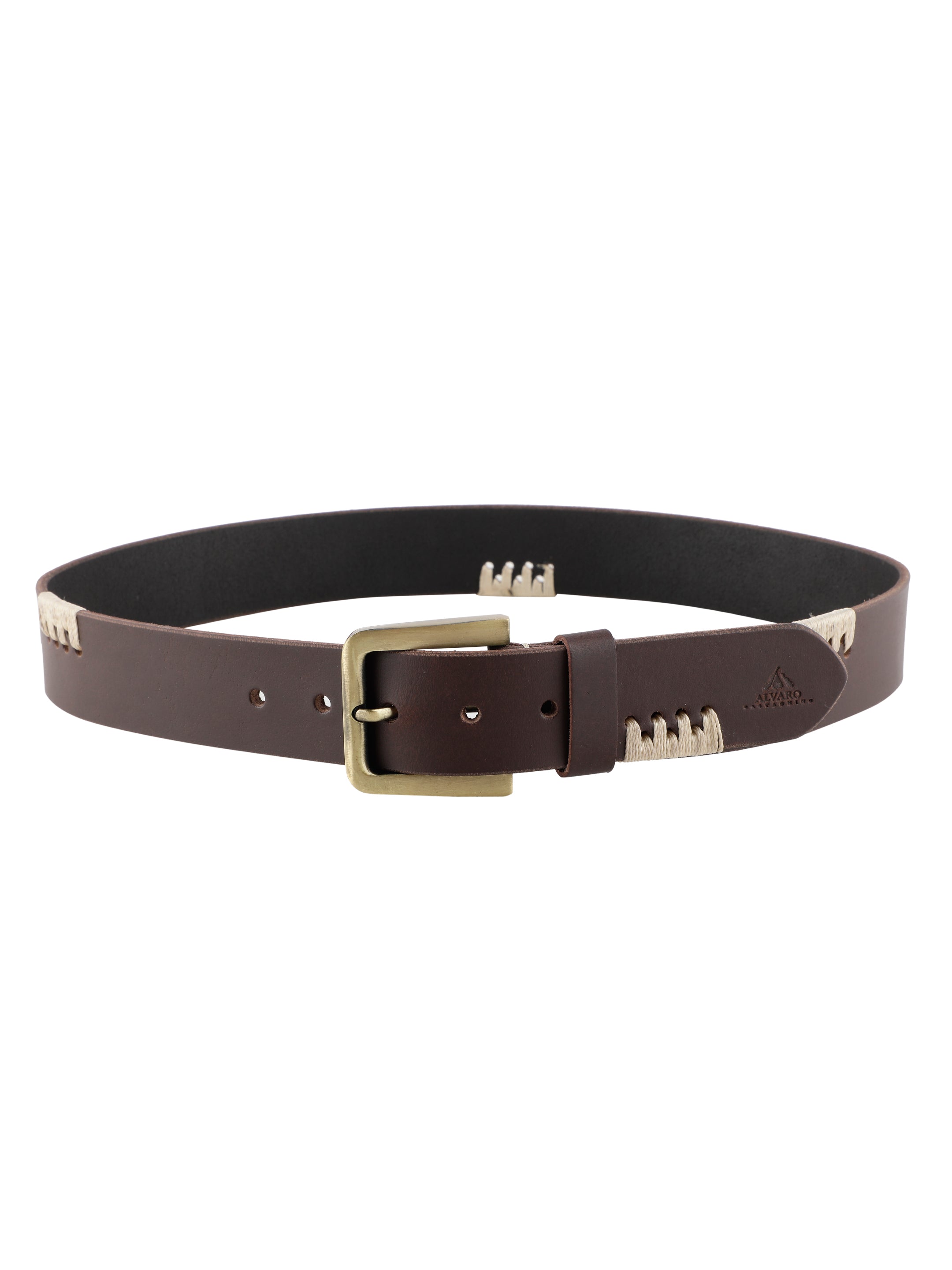 Brown Whipstitch Leather Belt