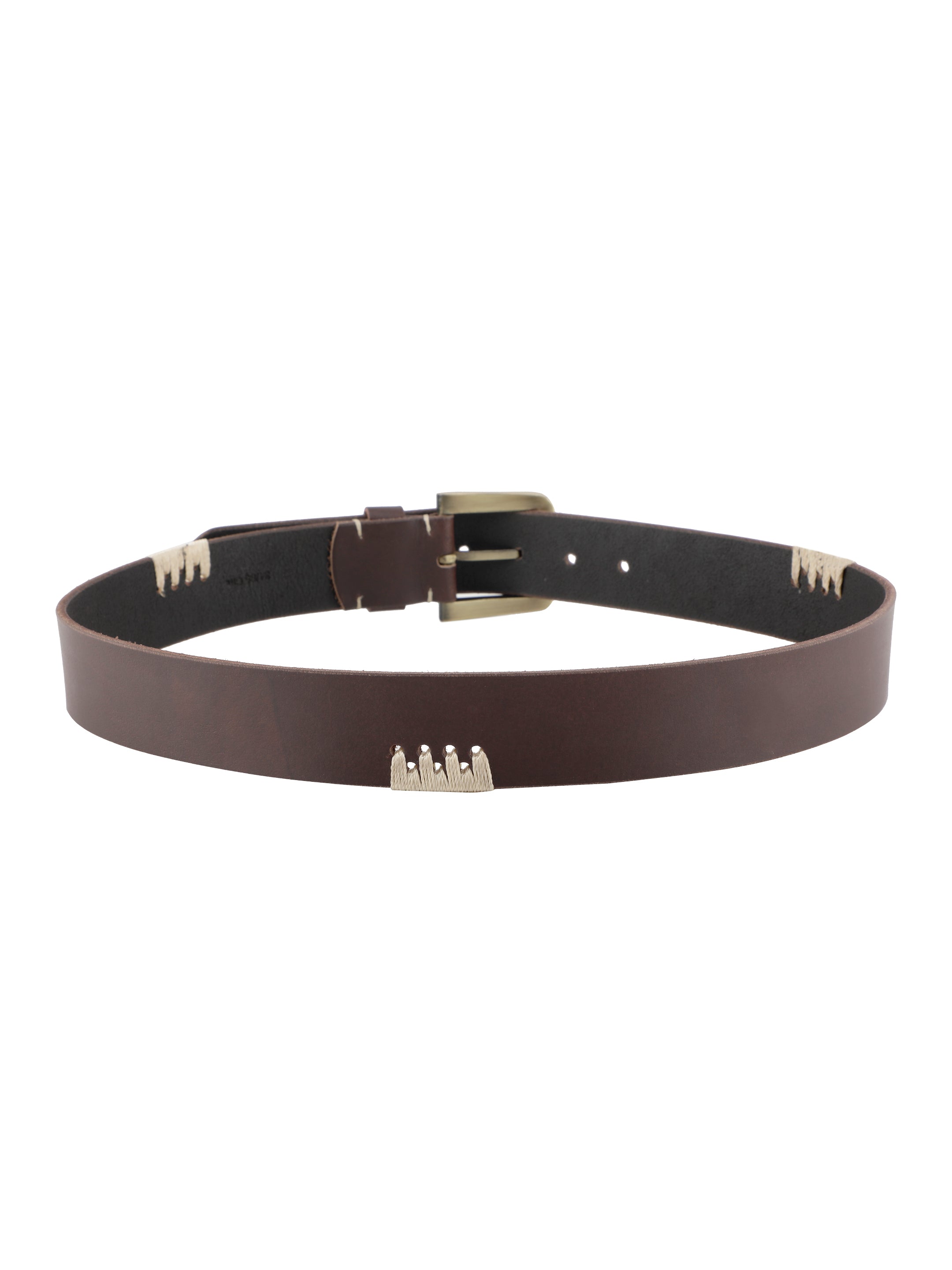 Brown Whipstitch Leather Belt