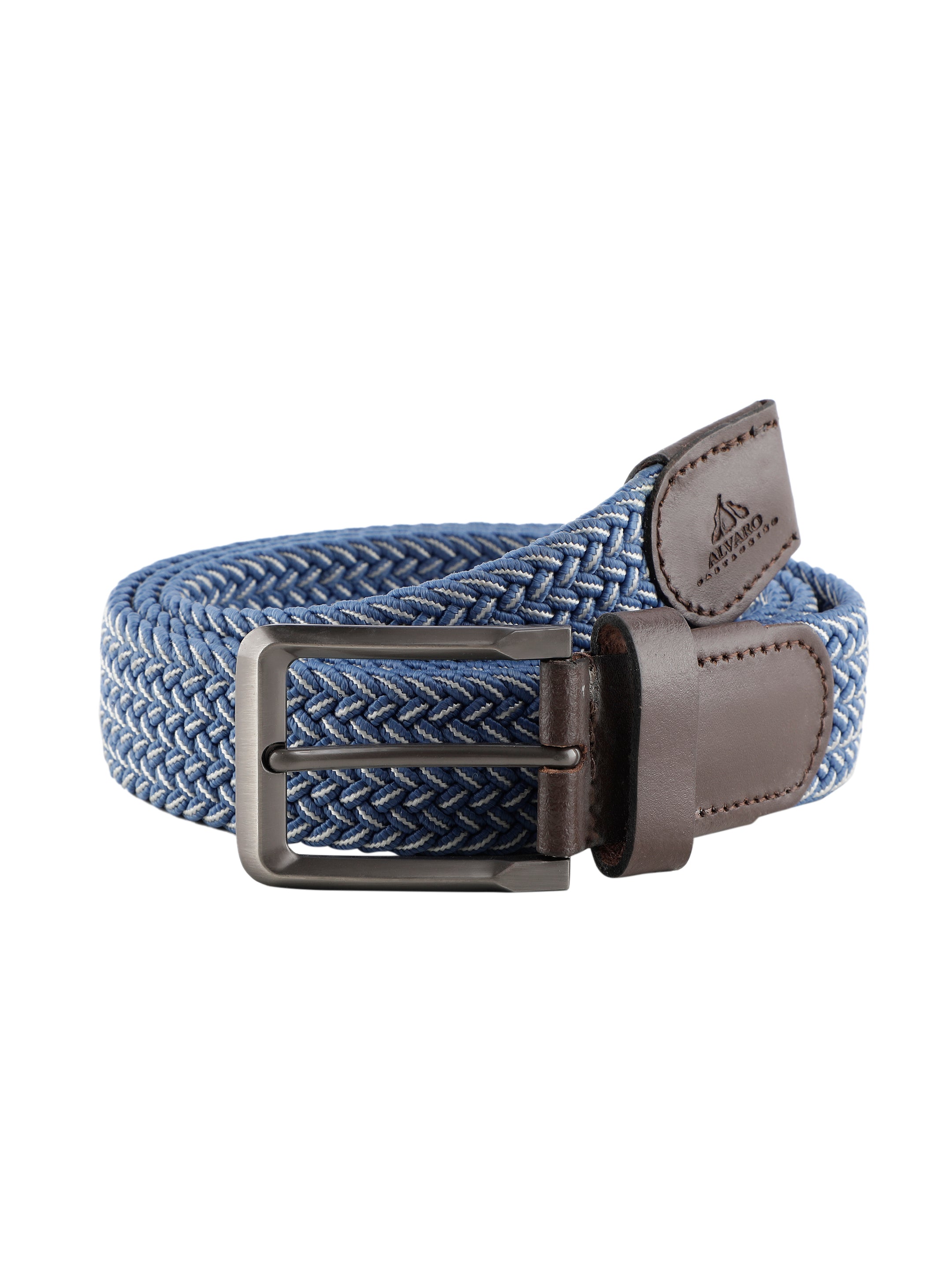 Blue Braided Herringbone Belt