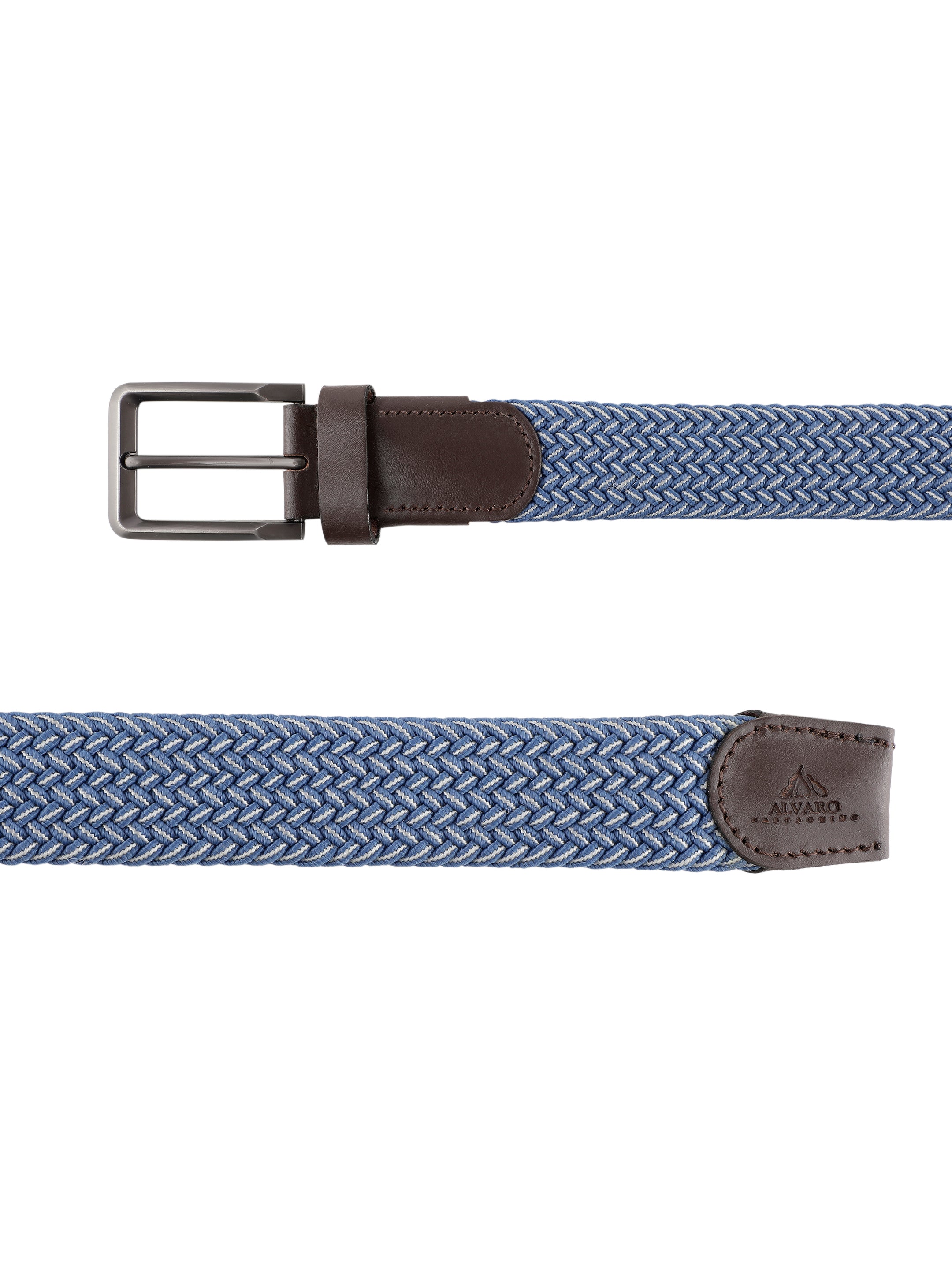 Alvaro Castagnino Men Blue & Brown Textured Leather Braided Belt