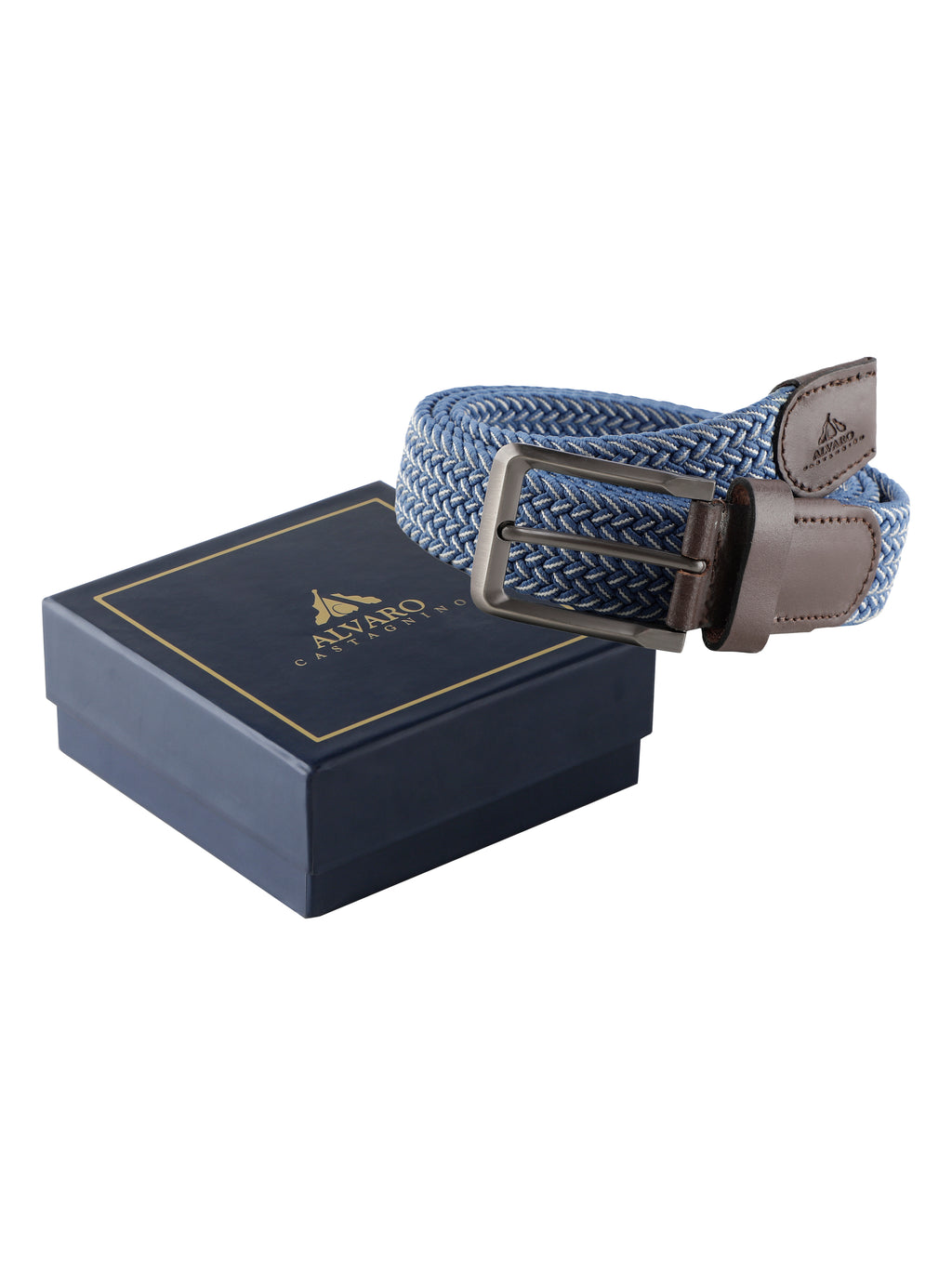 Alvaro Castagnino Men Blue & Brown Textured Leather Braided Belt