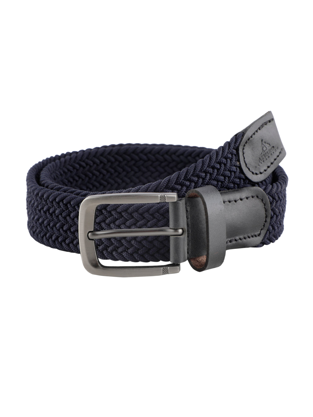 Alvaro Castagnino Men Blue & Black Textured Leather Braided Belt