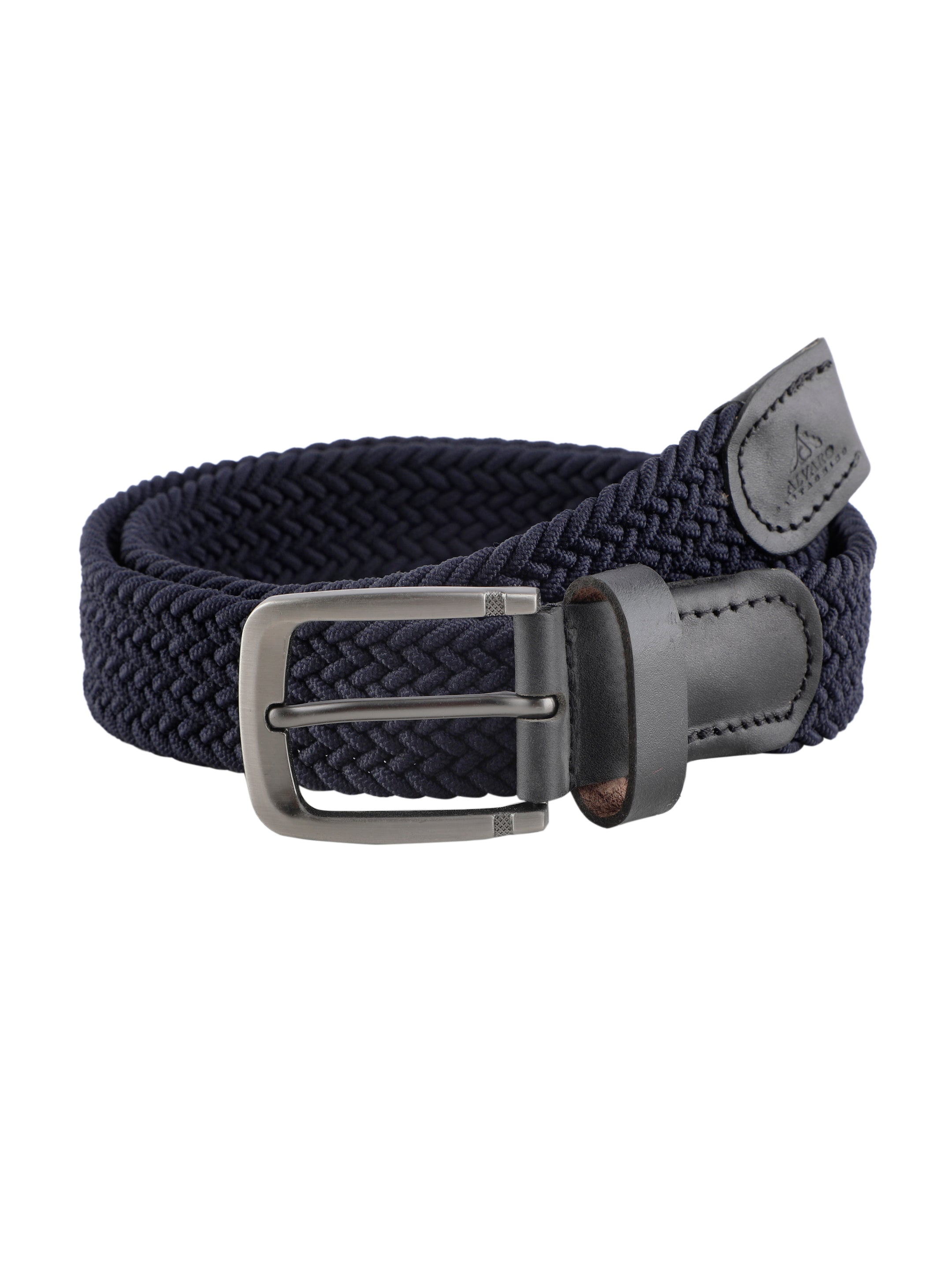 Alvaro Castagnino Men Blue & Black Textured Leather Braided Belt