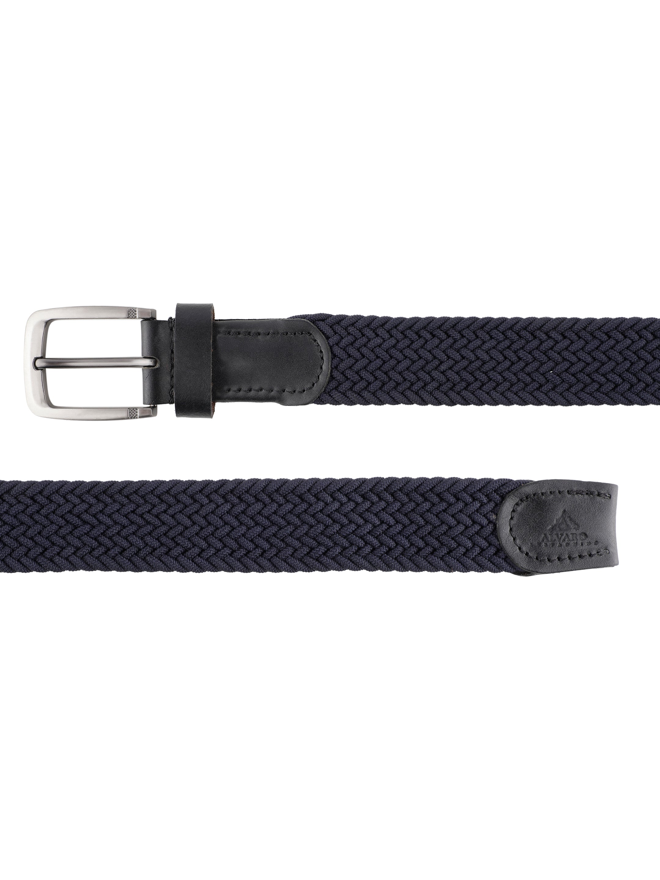 Alvaro Castagnino Men Blue & Black Textured Leather Braided Belt