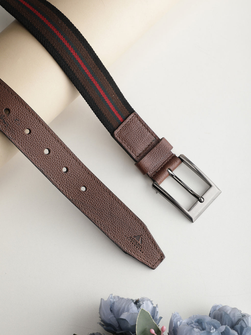 Alvaro Castagnino Men Brown & Multi Textured Leather Braided Belt