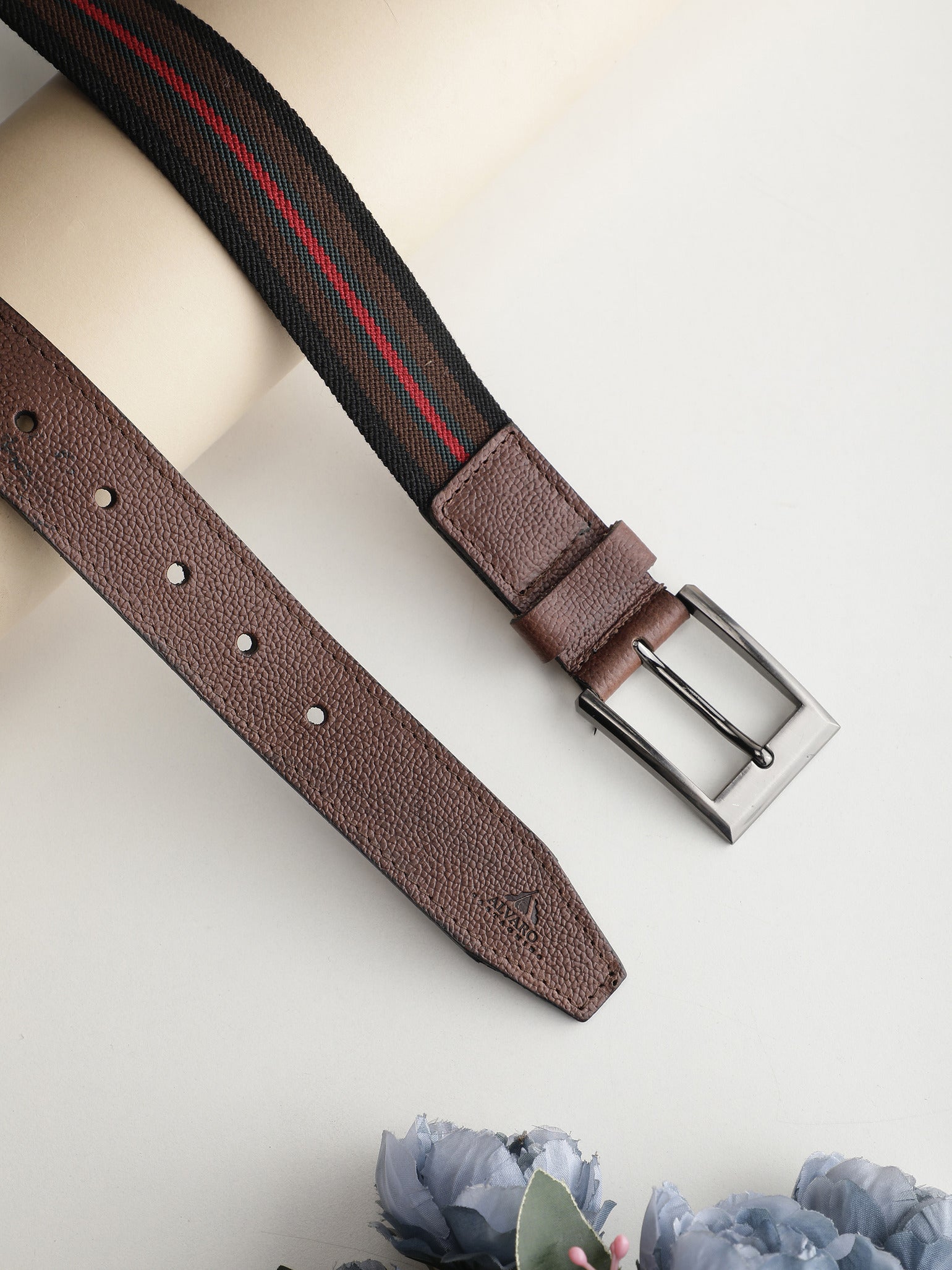 Alvaro Castagnino Men Brown & Multi Textured Leather Braided Belt