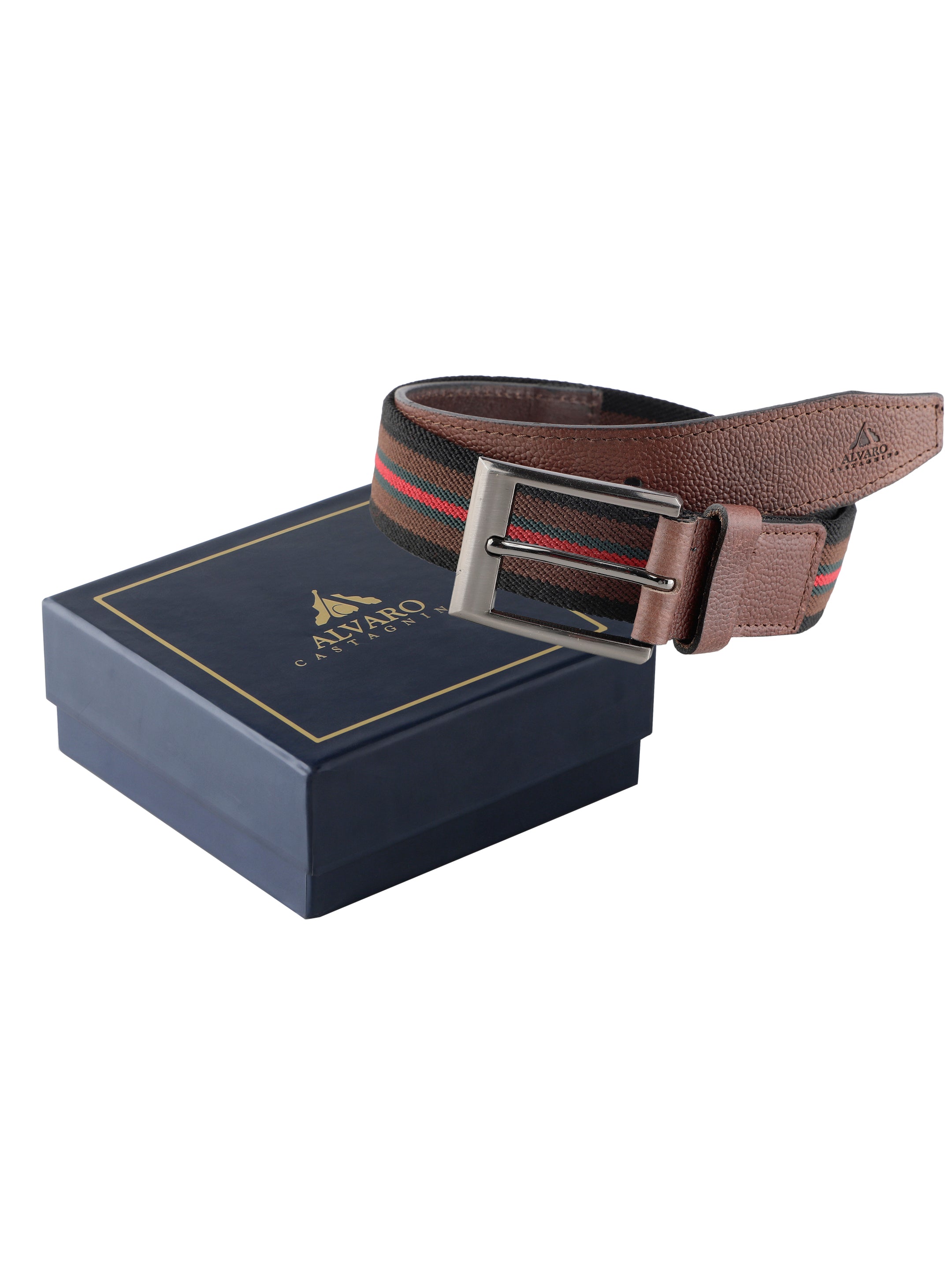 Alvaro Castagnino Men Brown & Multi Textured Leather Braided Belt