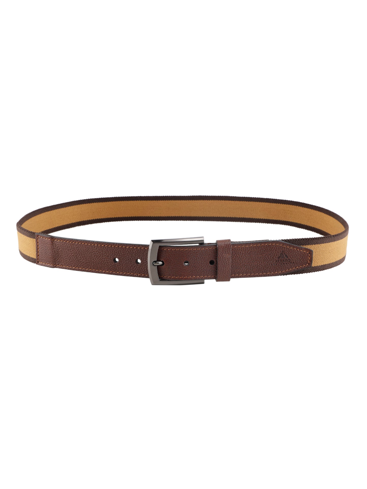 Alvaro Castagnino Men Brown & Beige Textured Leather Braided Belt