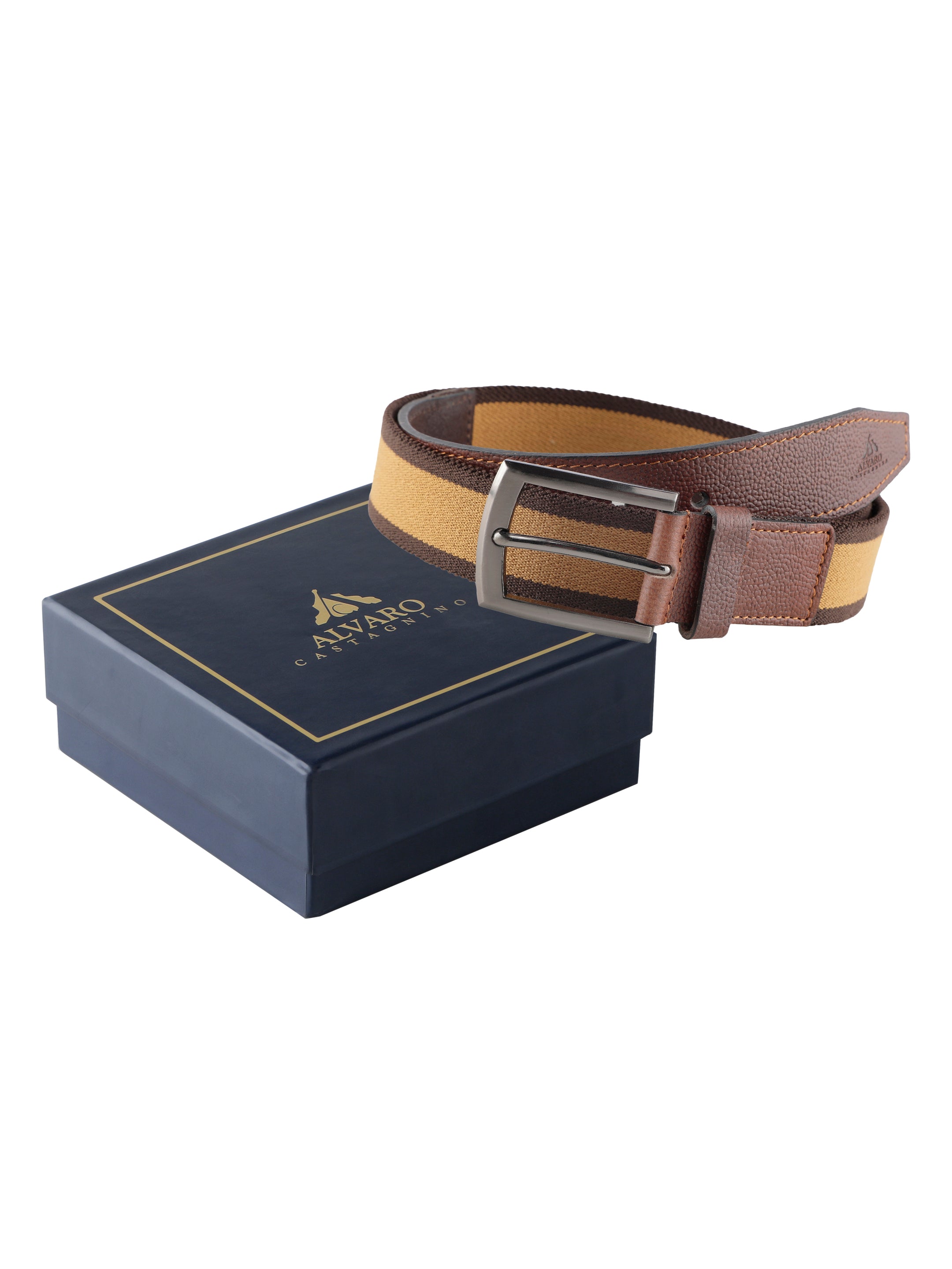 Alvaro Castagnino Men Brown & Beige Textured Leather Braided Belt