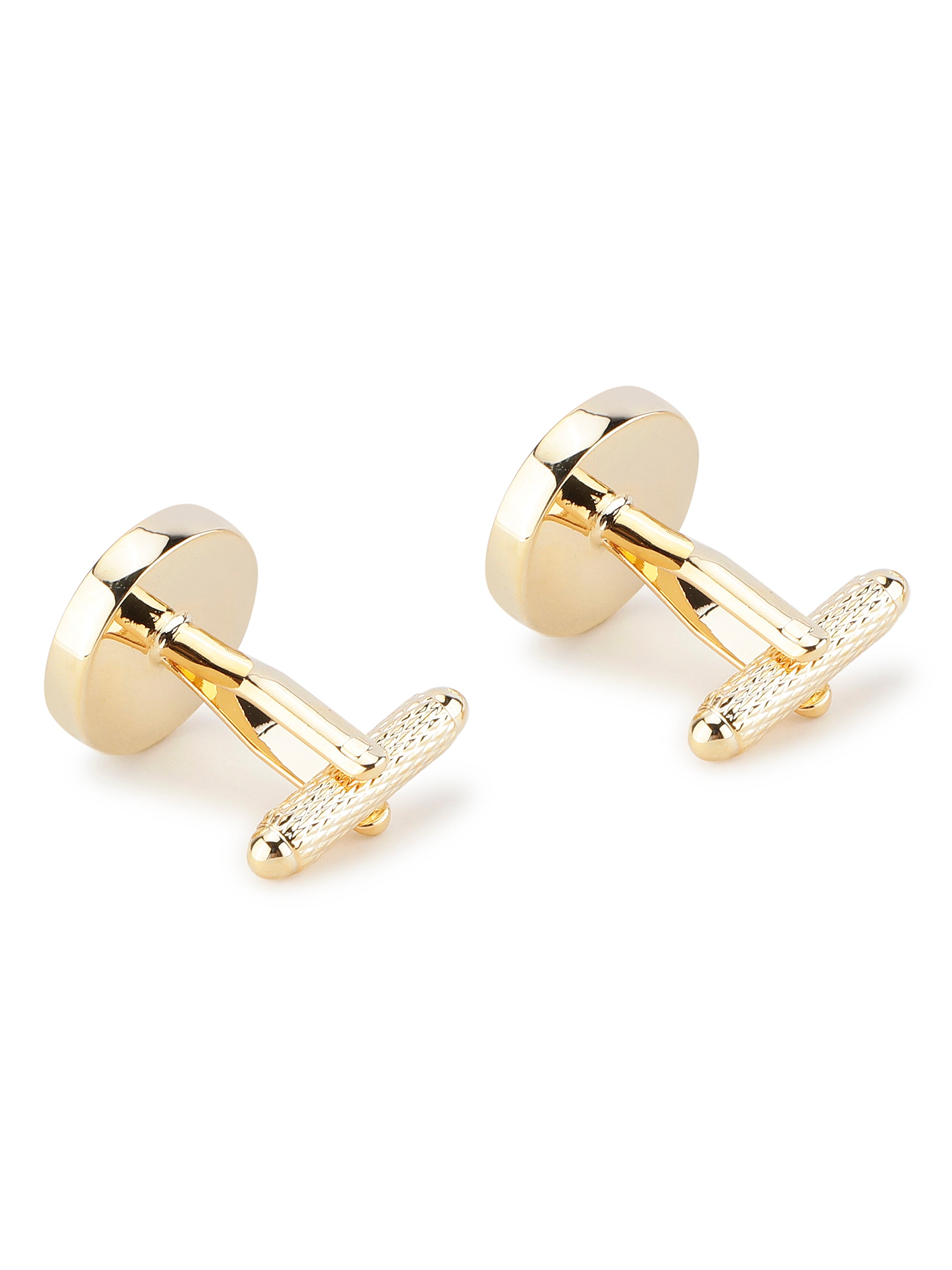 Gold Dual Tone Enamel Cufflink with Crystal