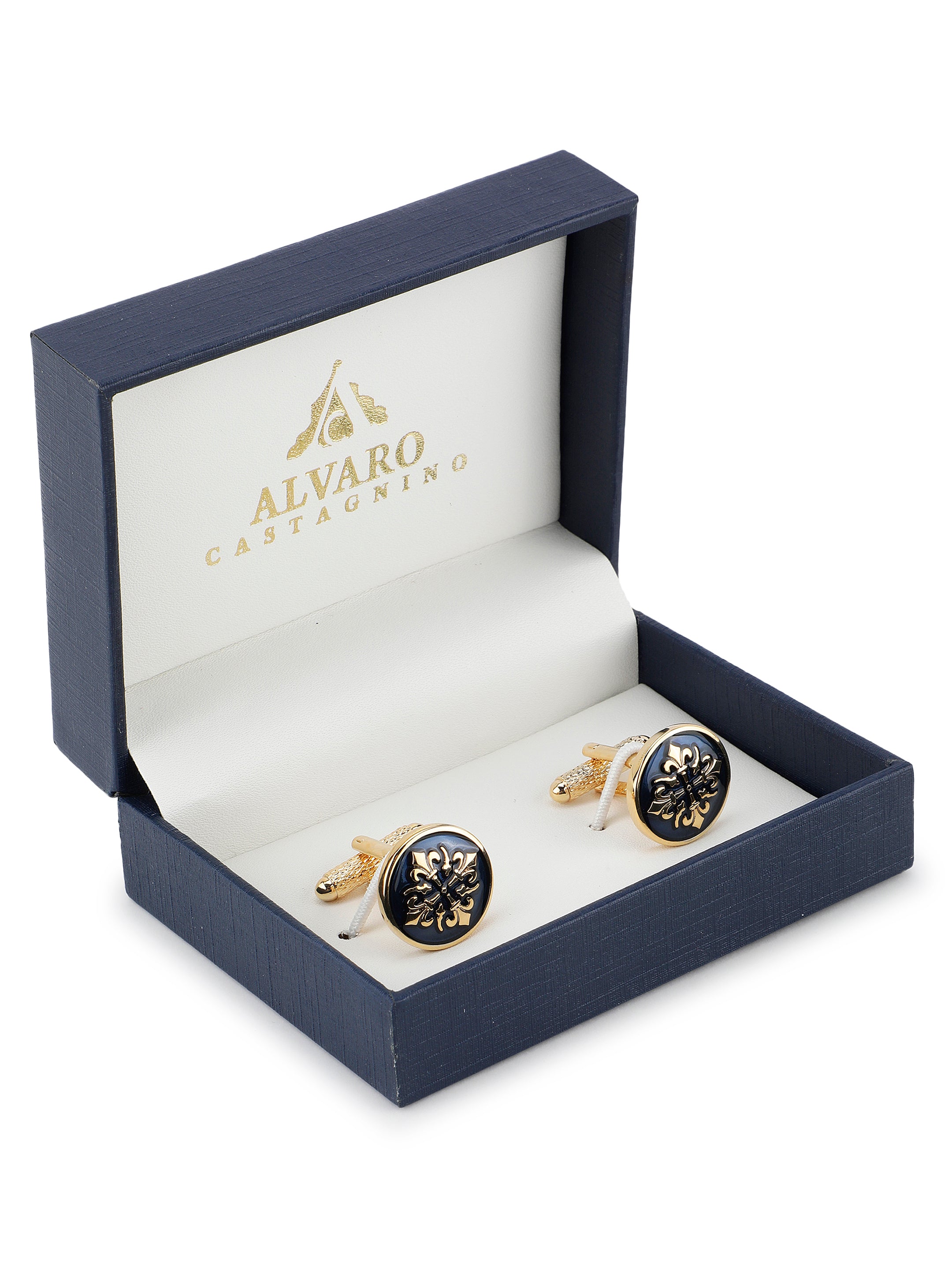 Alvaro Castagnino Gold & Blue Coloured Cufflink for Men