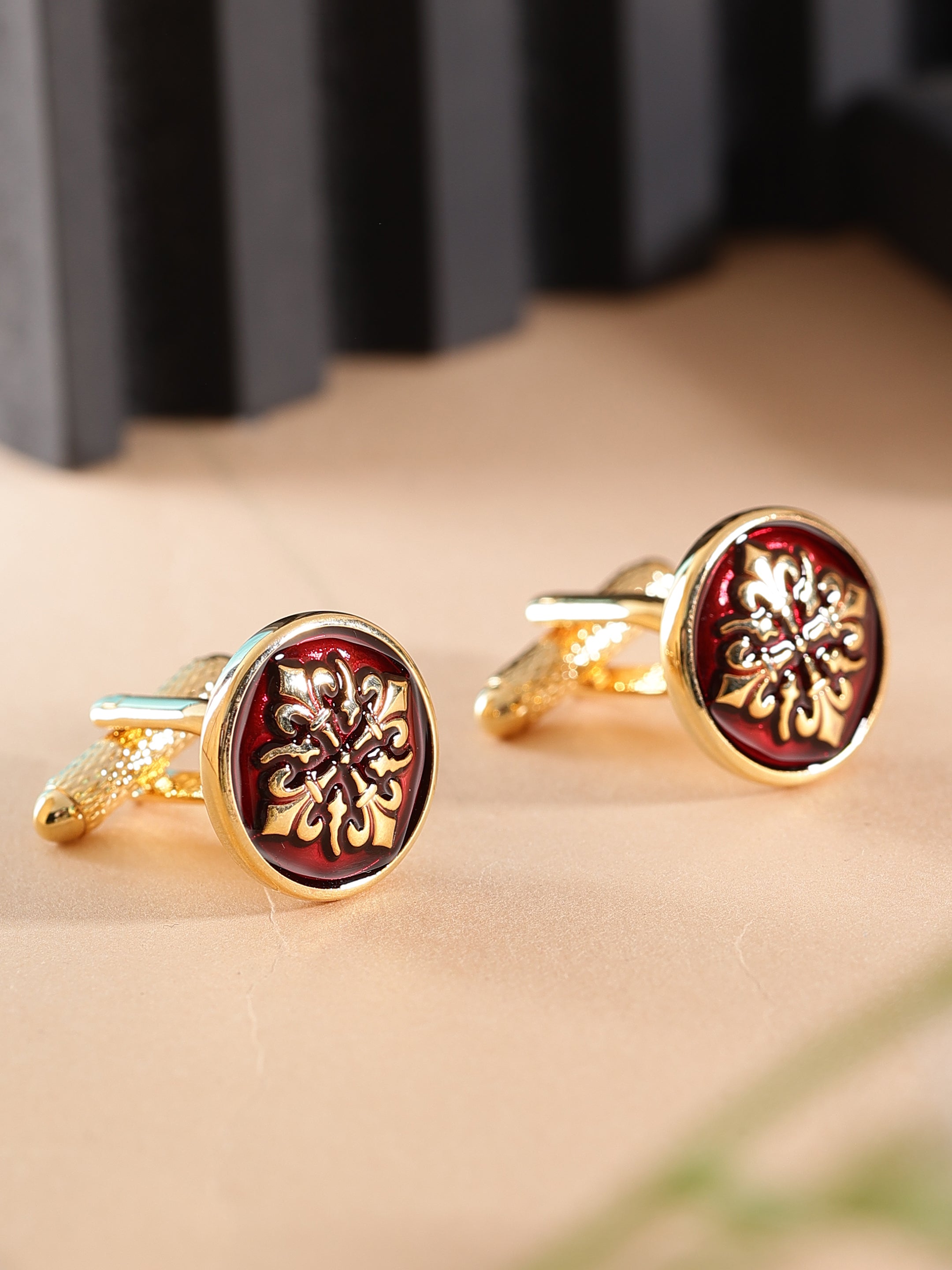 Alvaro Castagnino Gold & Maroon Coloured Cufflink for Men